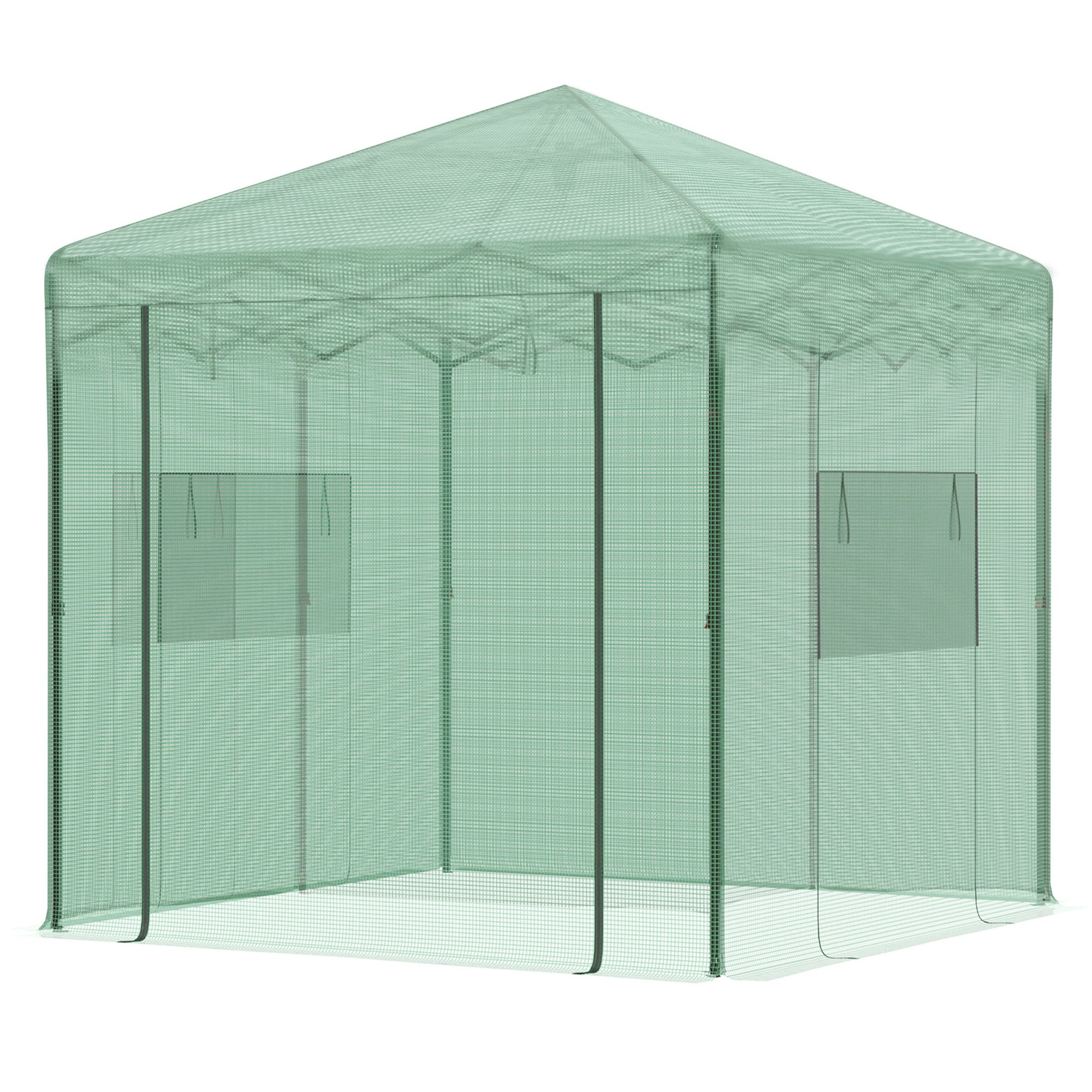 Greenhouse Greenhouse Tomato Greenhouse with Roll-Up Door and Window PE Steel Dark Green 238 x 178 x 240 cm