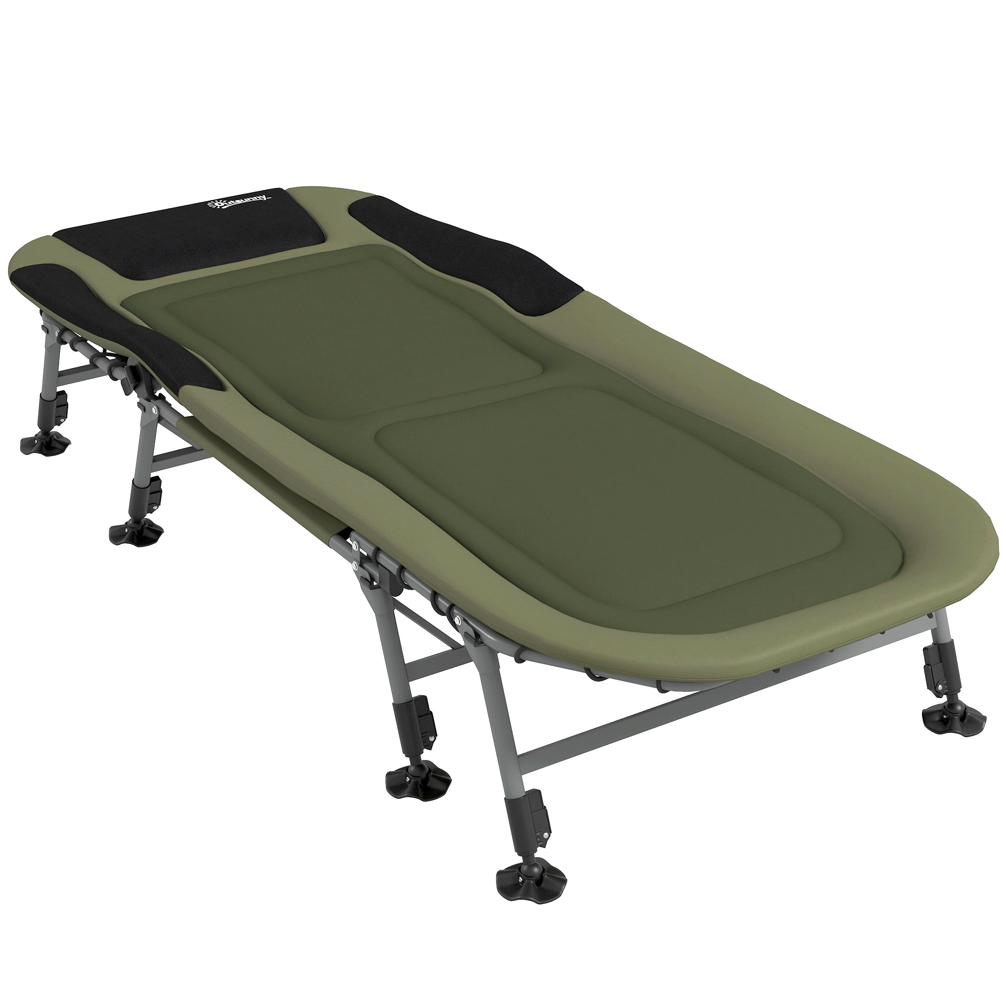 Camping Bed Folding Travel Bed Adjustable Folding Bed up to 180 kg Capacity for Outdoor Oxford Green