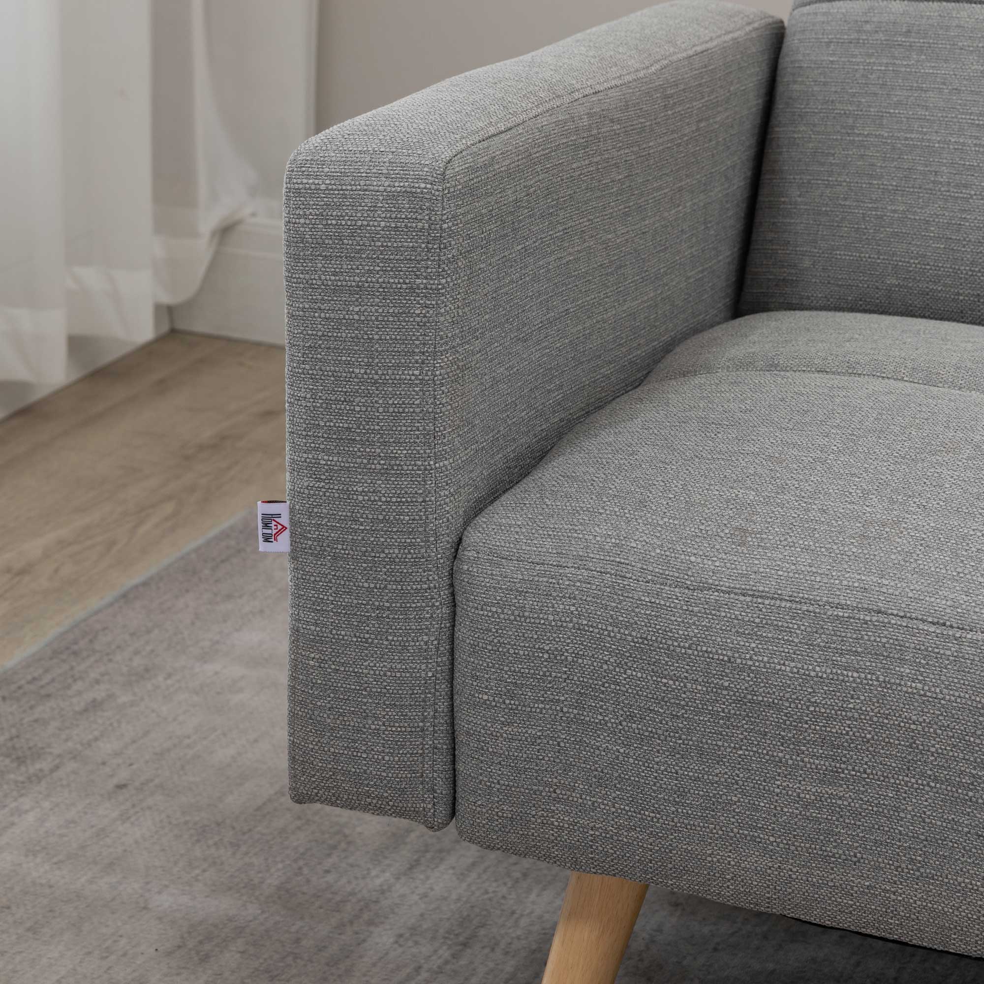 2-in-1 Sofa Bed 80.7 x 34.6 in, Linen-Look Couch with Adjustable Backrests, Gray