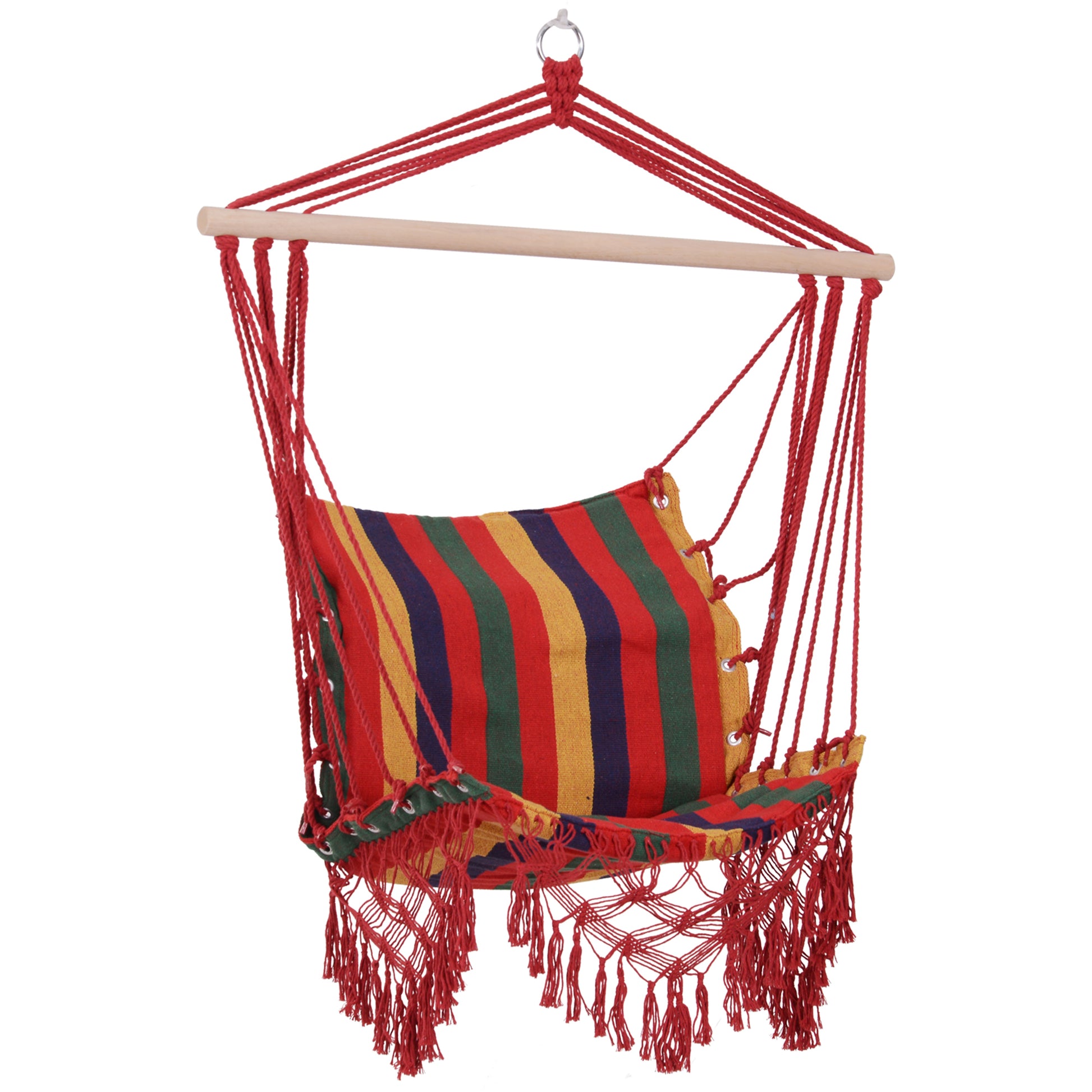Hanging Hammock Chair Cotton Polyester Blend Holds 100 kg Hanging Chair for Indoor Outdoor Terrace 100x60x100 cm Multicolor