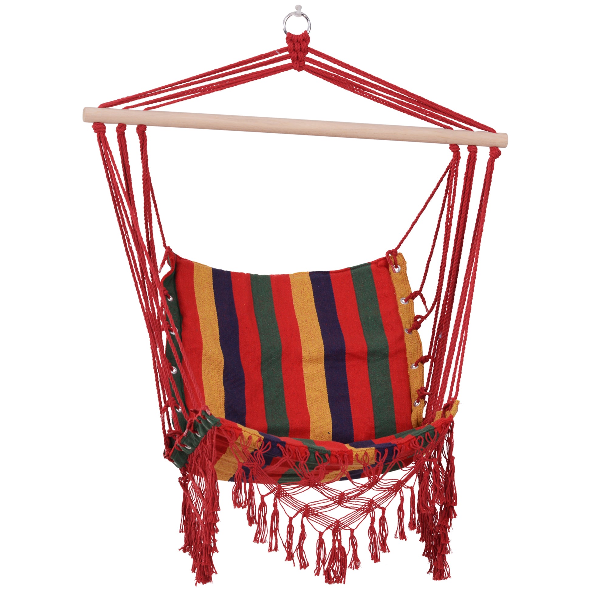 Hanging Hammock Chair Cotton Polyester Blend Holds 100 kg Hanging Chair for Indoor Outdoor Terrace 100x60x100 cm Multicolor