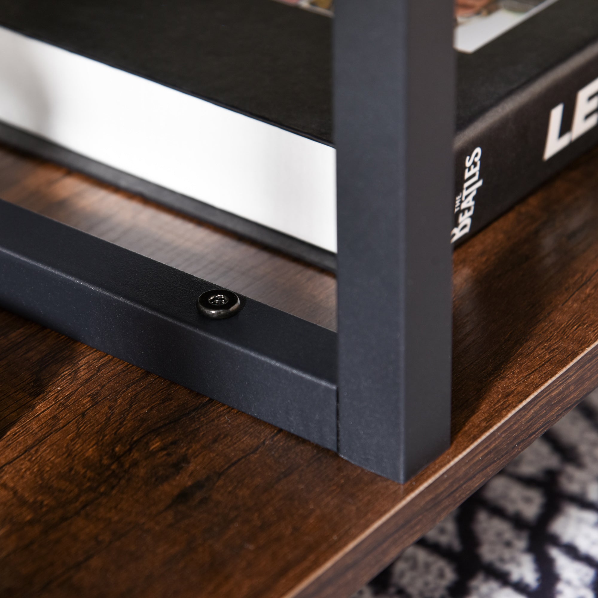 Coffee Table, Living Room Table, Coffee Table with Shelves for Office, Living Room, Bedroom, Industrial Style, E1 Particle Board, Steel, Brown, 100L x 60W x 46H cm