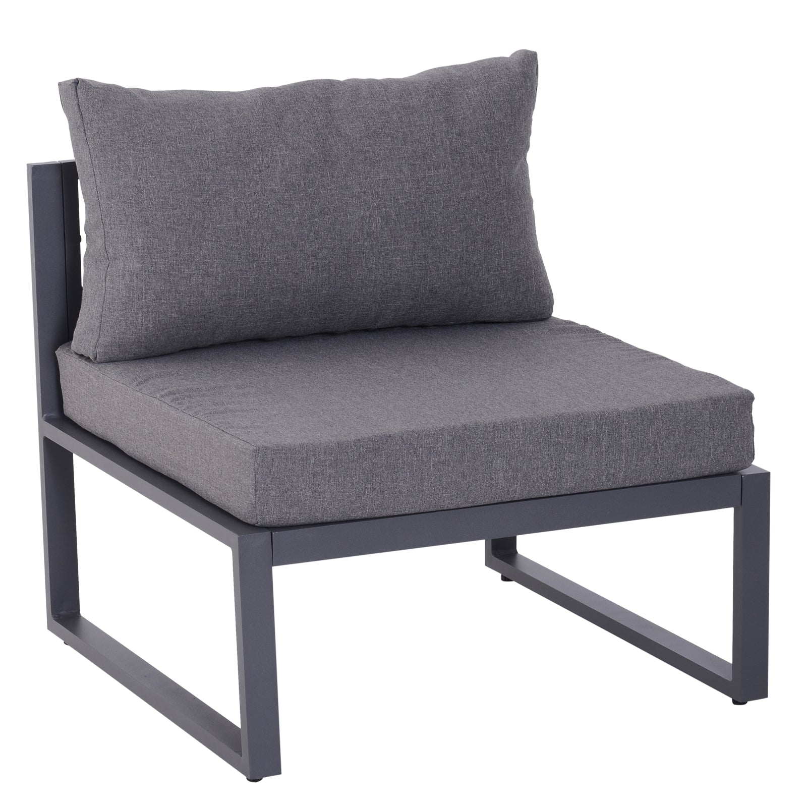 6-piece Garden Set Garden Furniture Lounge Set Patio Furniture Aluminum + Polyester + Tempered Glass Grey with Cushions for 4-5 People
