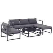 6-piece Garden Set Garden Furniture Lounge Set Patio Furniture Aluminum + Polyester + Tempered Glass Grey with Cushions for 4-5 People