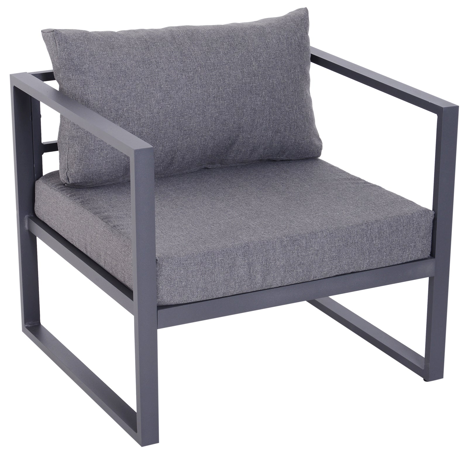 6-piece Garden Set Garden Furniture Lounge Set Patio Furniture Aluminum + Polyester + Tempered Glass Grey with Cushions for 4-5 People
