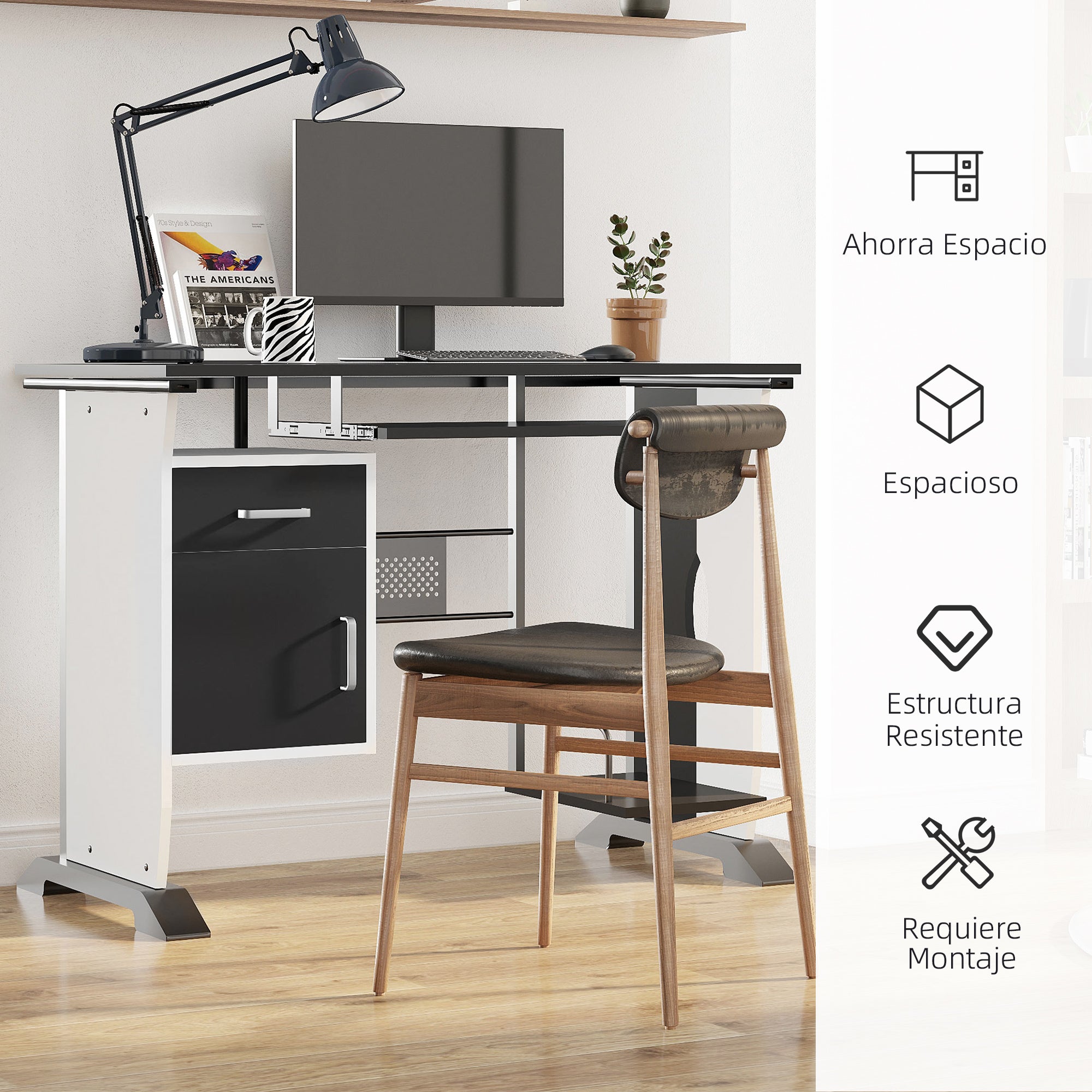 PC Computer Desk Office Desk 100x52x75cm Wood Furniture