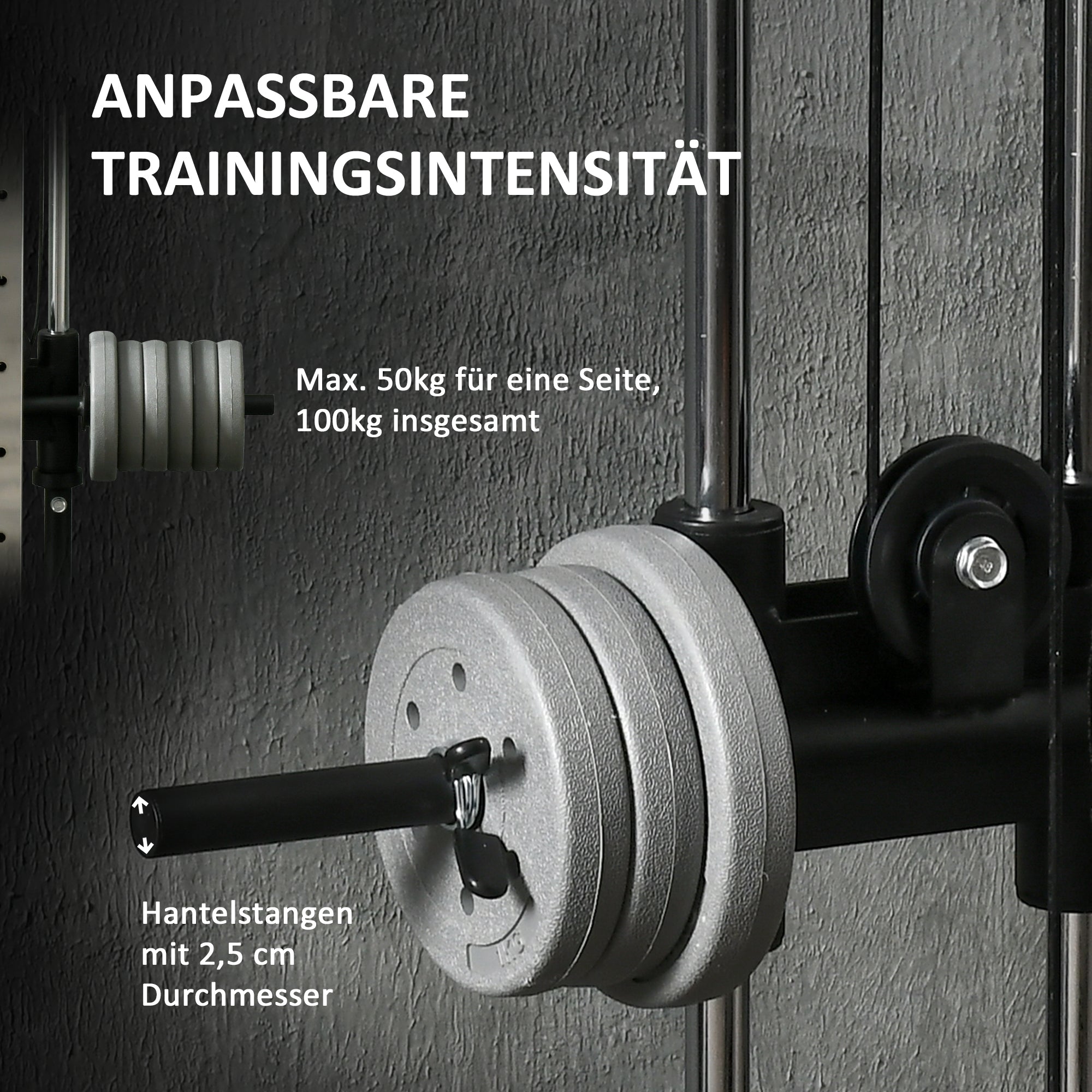SPORTNOW Adjustable Height Power Station 25-165 cm with Dual Pulley Systems Adapters Multifunctional Training Device max. 120 kg, for Home Workout 62 x 60 x 200 cm Black