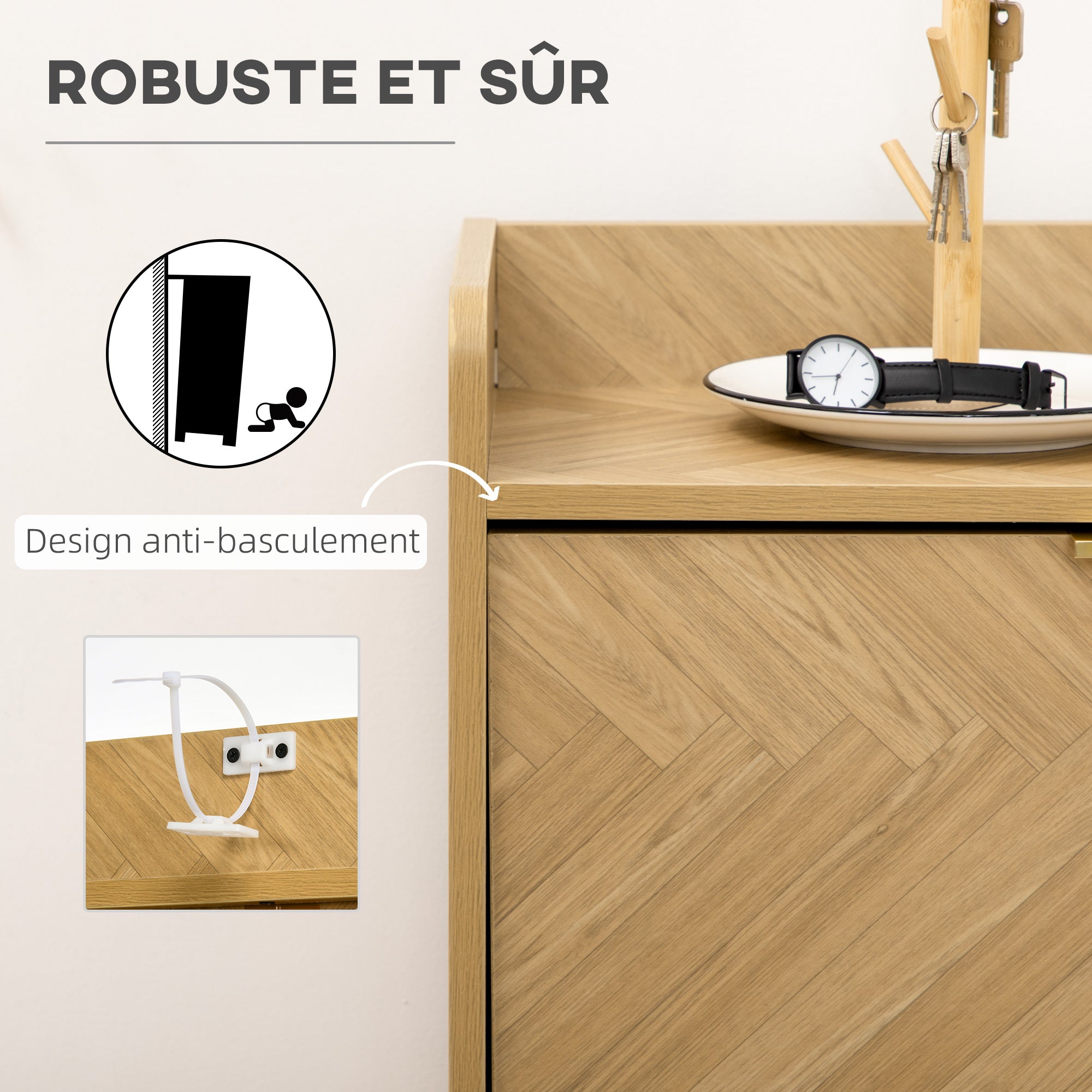 2-Door Shoe Cabinet, Vintage Style Shoe Rack, for Small Entrance, Living Room, Bedroom, 70 x 30 x 120 cm