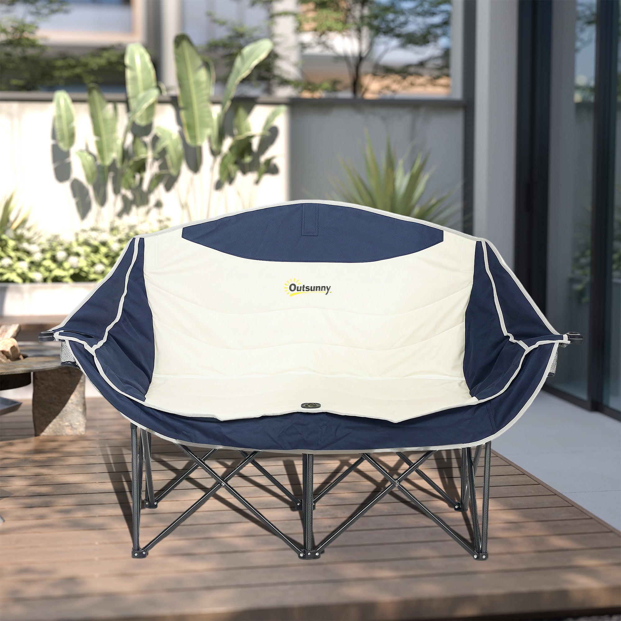 2-Seat Folding Camping Chair with Cup Holders & Carry Bag — Outdoor Folding Chair, Padded, Supports up to 250 kg (≈551 lb)
