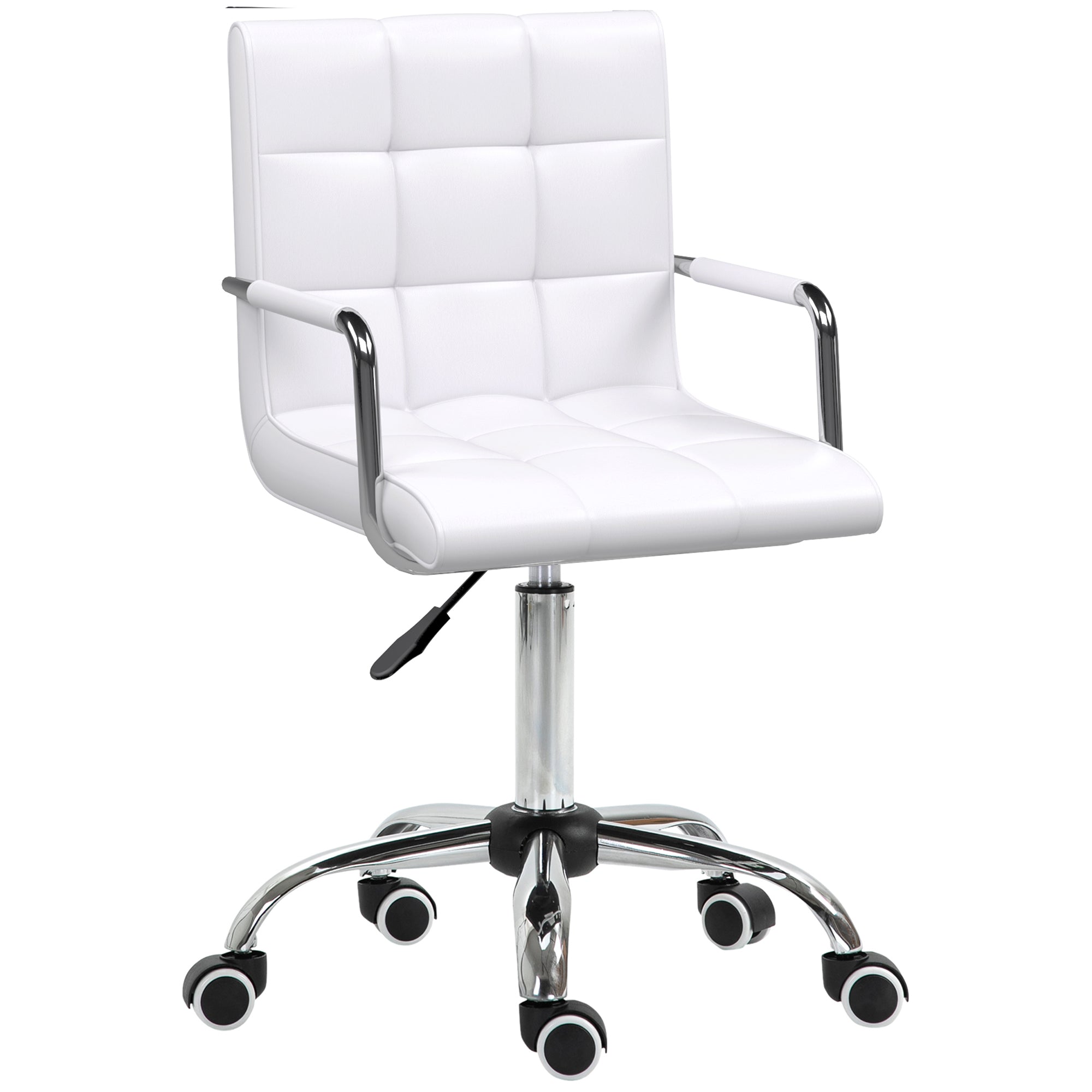 Office Chair Swivel Chair Cosmetics Stool Rolling Stool Work Stool Executive Chair Desk Chair Metal PU White 52.5 x 54 x 84-99 cm