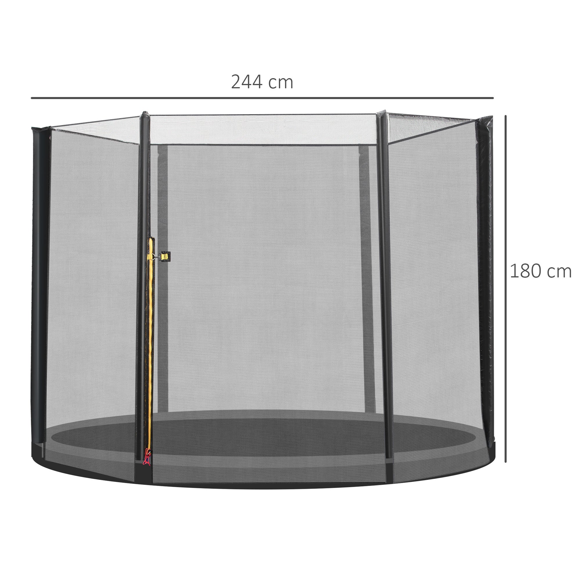 Replacement Safety Net for Round Trampoline Ø244 cm for Outdoor with Zippered Door for 6 Straight Poles Ø244x180 cm Black