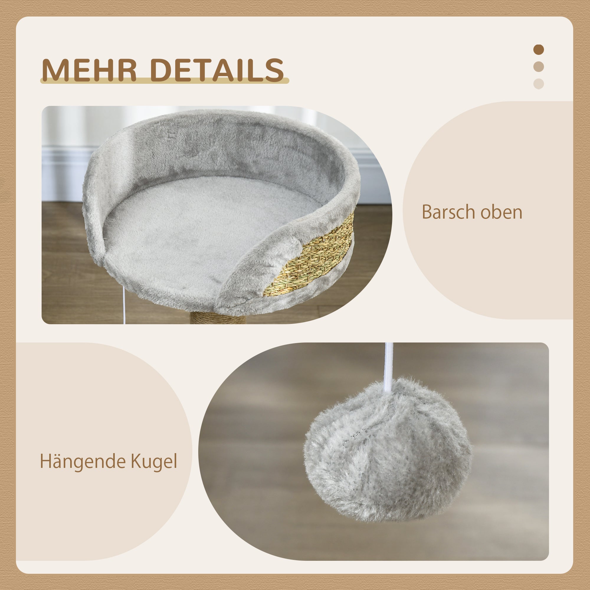 Scratching Tree 49 cm Small Cat Tower with Play Ball, Sisal Posts, Platform, Cat Scratching Tree, Climbing Tree, for Small Cats, Gray