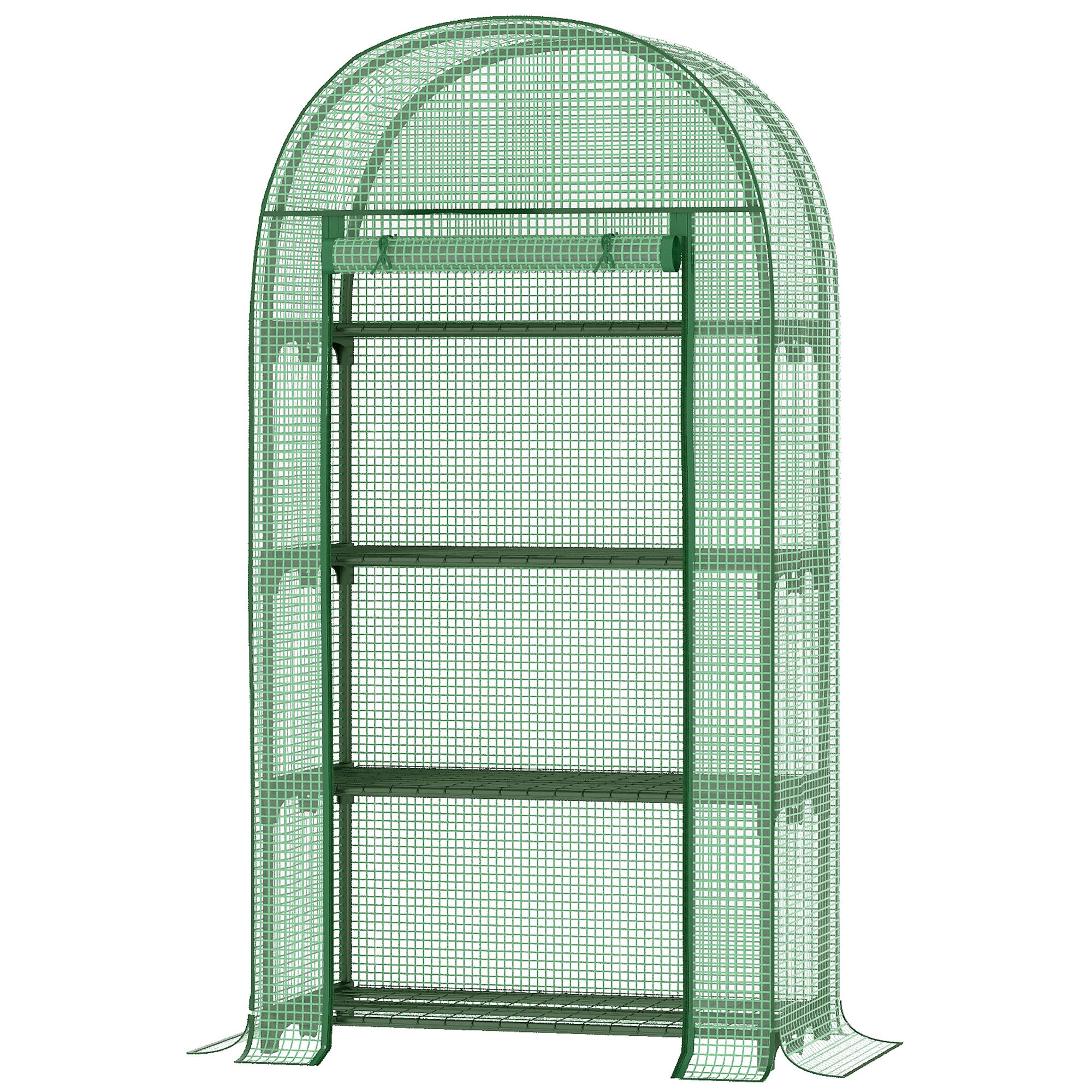 Balcony Mini Greenhouse with 4 Shelves, Mini Greenhouse, Greenhouse, Tomato House, Plant House, Cold Frame, Metal, Green, 80 x 49 x 160 cm