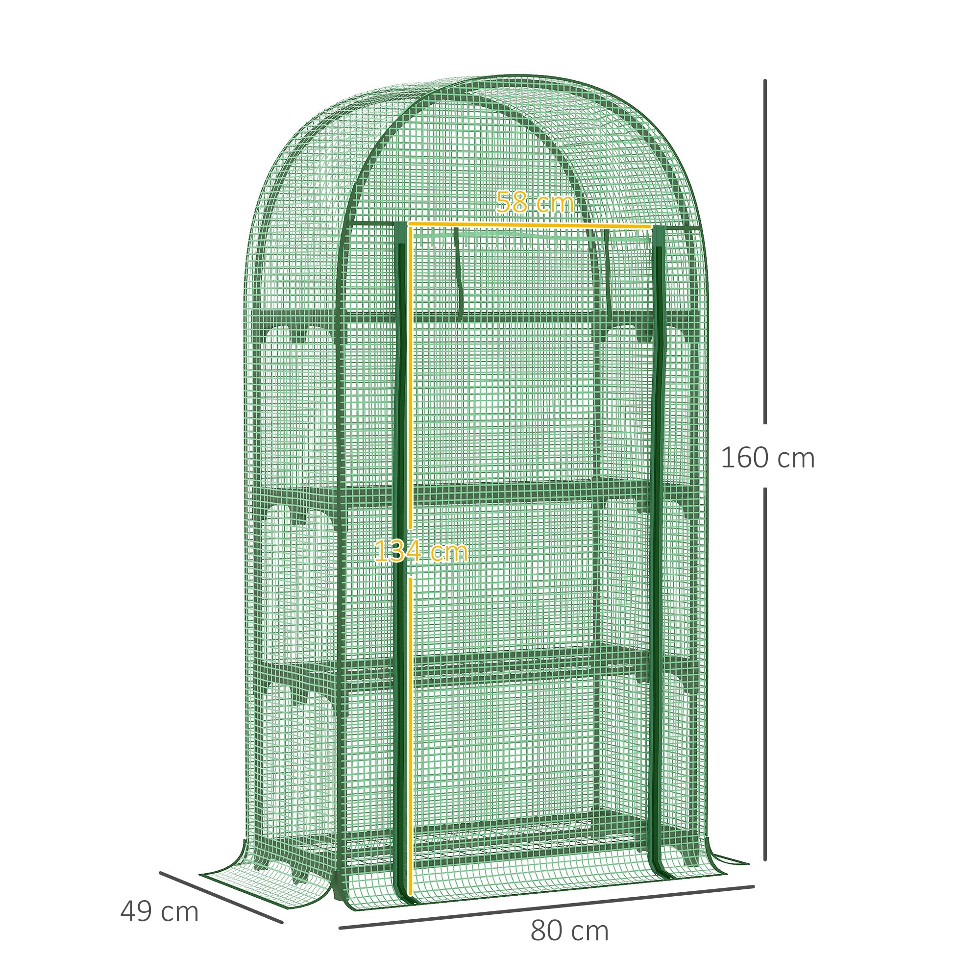 Balcony Mini Greenhouse with 4 Shelves, Mini Greenhouse, Greenhouse, Tomato House, Plant House, Cold Frame, Metal, Green, 80 x 49 x 160 cm