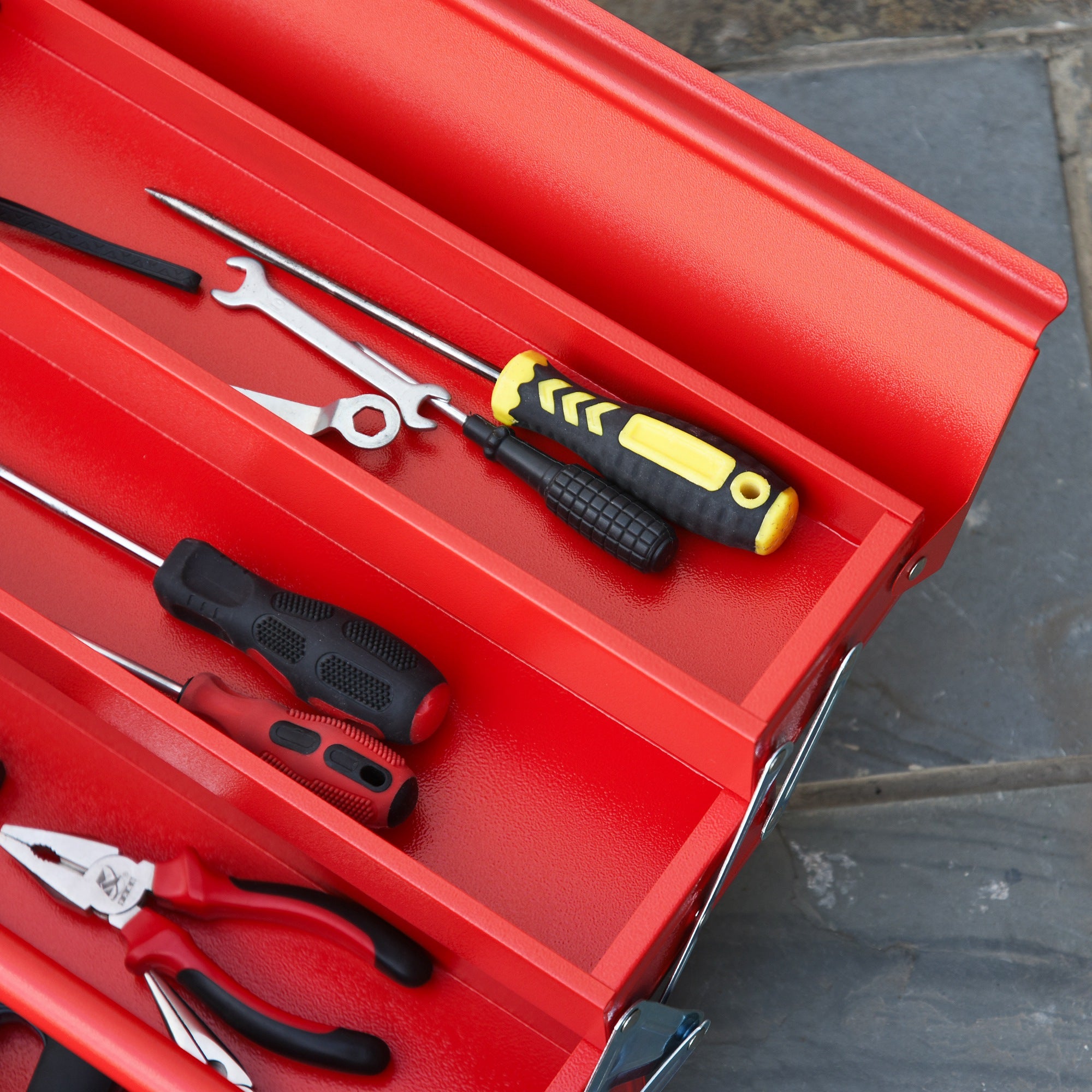 Tool Box Toolbox 5 Compartments Foldable Steel (SPCC) Red 56 x 20 x 41 cm