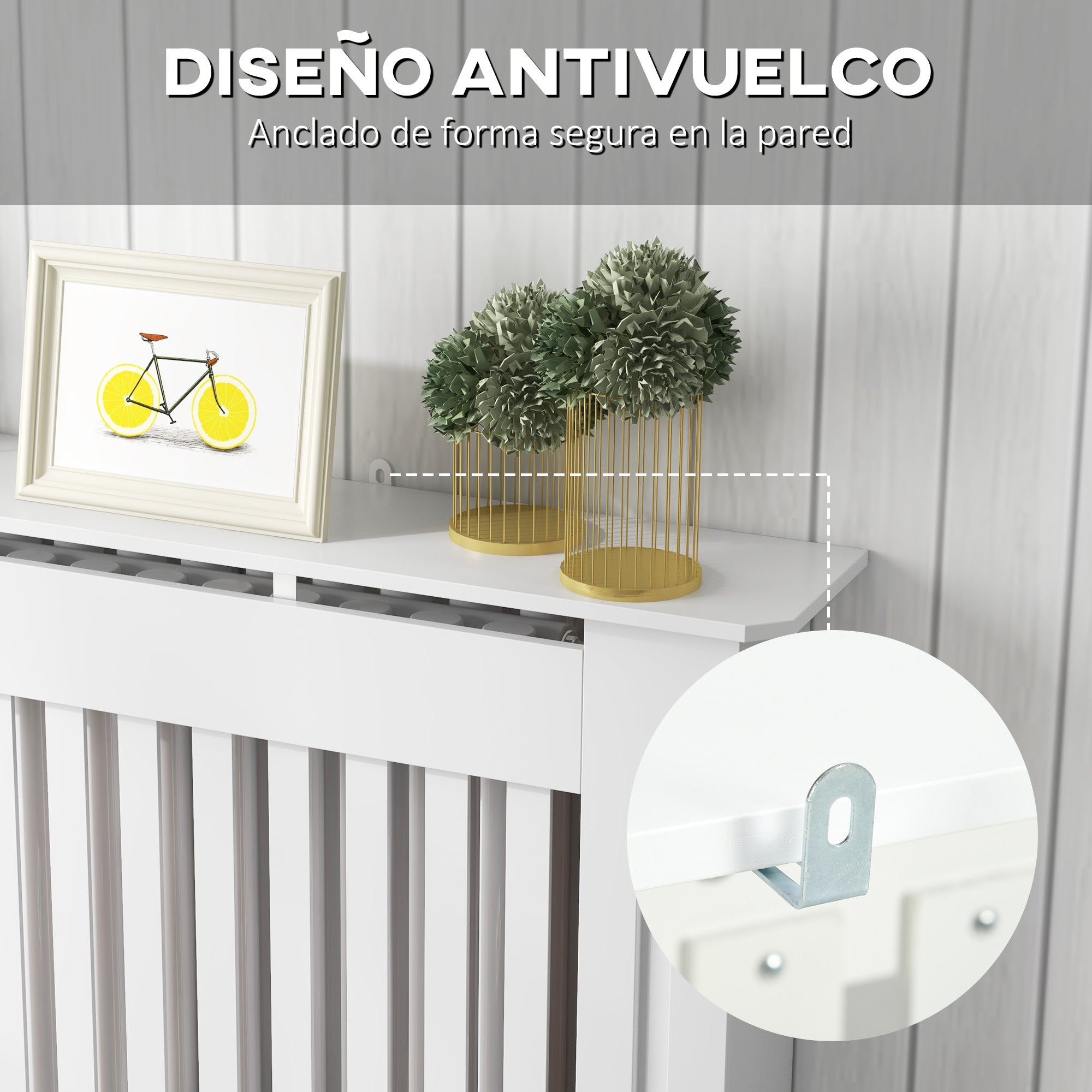 Radiator Cover Modern Radiator Cover Made of MDF for Living Room Bedroom 112x19x81cm White