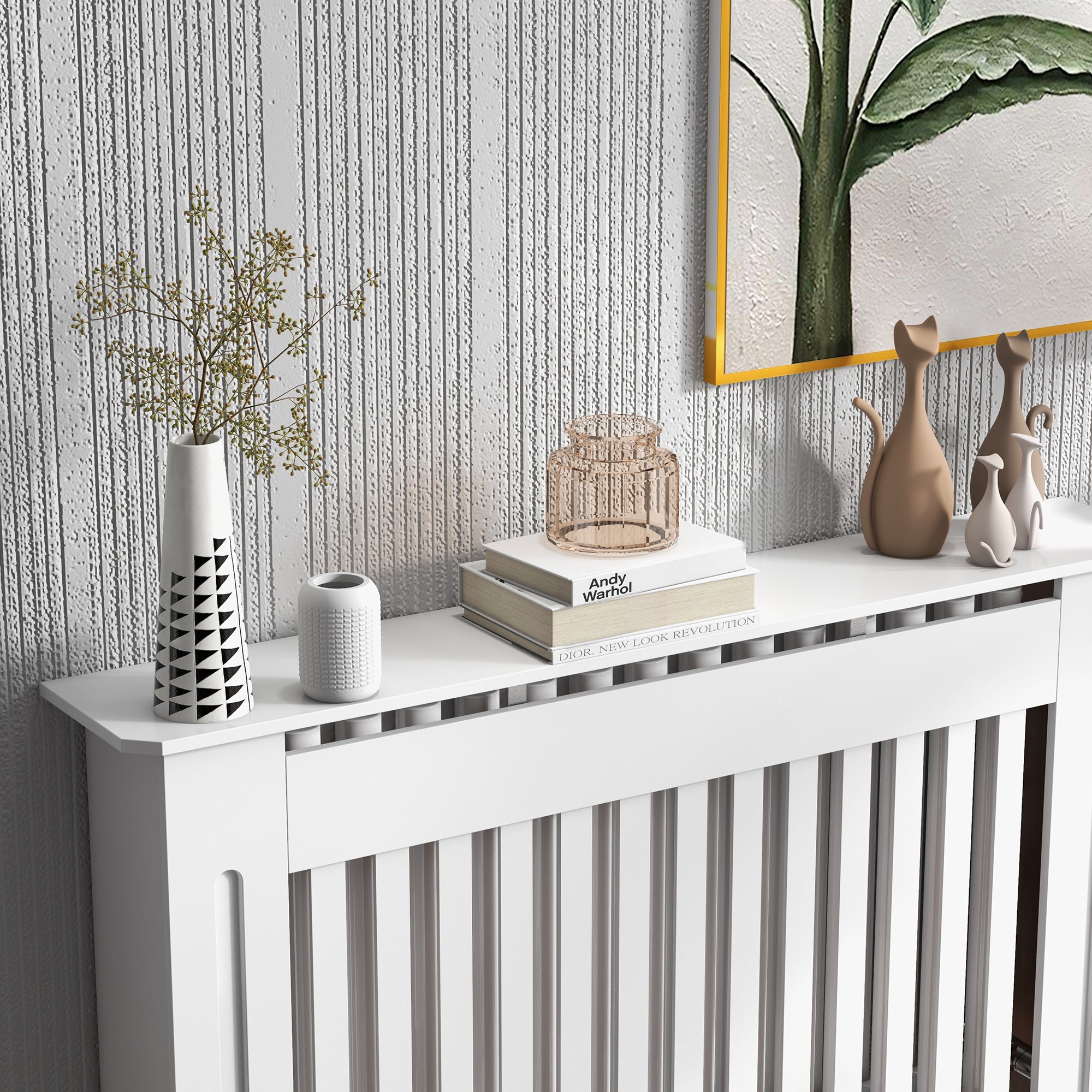 Radiator Cover Modern Radiator Cover Made of MDF for Living Room Bedroom 112x19x81cm White