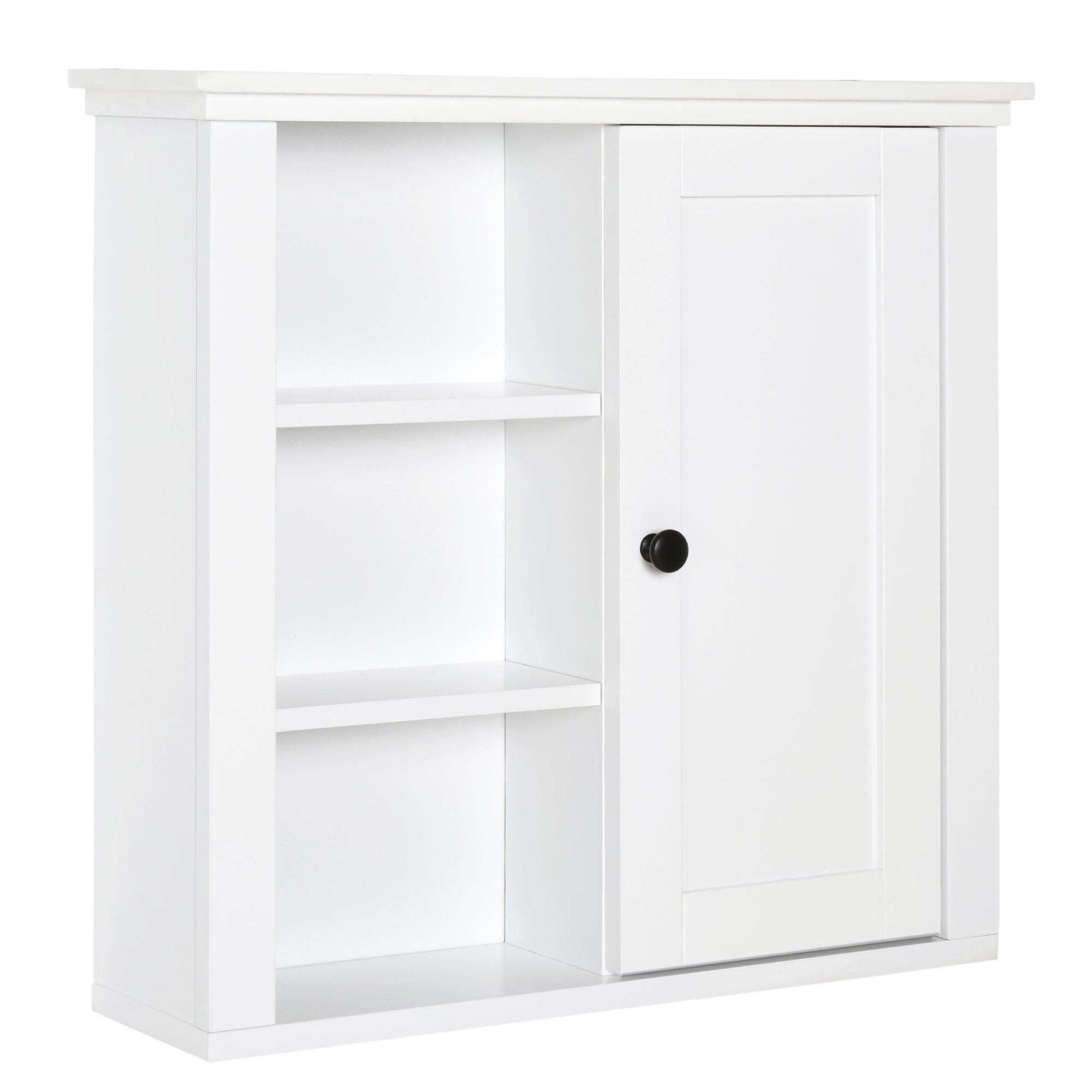 Bathroom Wall Cabinet Multifunctional Space-Saving Cabinet with 3 Open Levels 1 Door Adjustable Shelf Anti-tip 53x14.5x50.5 cm White