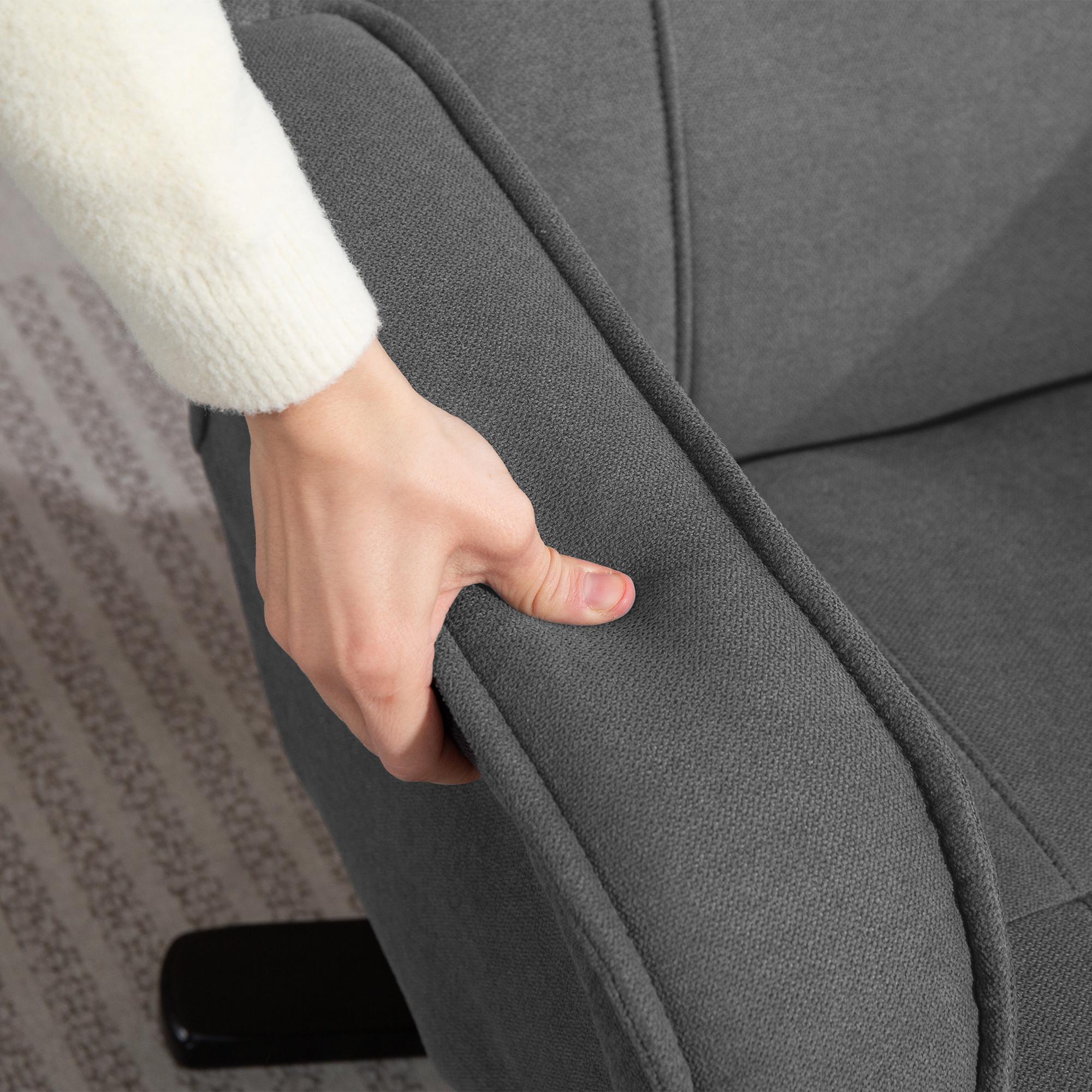 Recliner Chair with Footstool, 360° Swivel TV Chair with Adjustable Backrest, Reclining Function, Rocking Feature, Velvet-Look Upholstery, Headrest for Living Room, Dark Gray