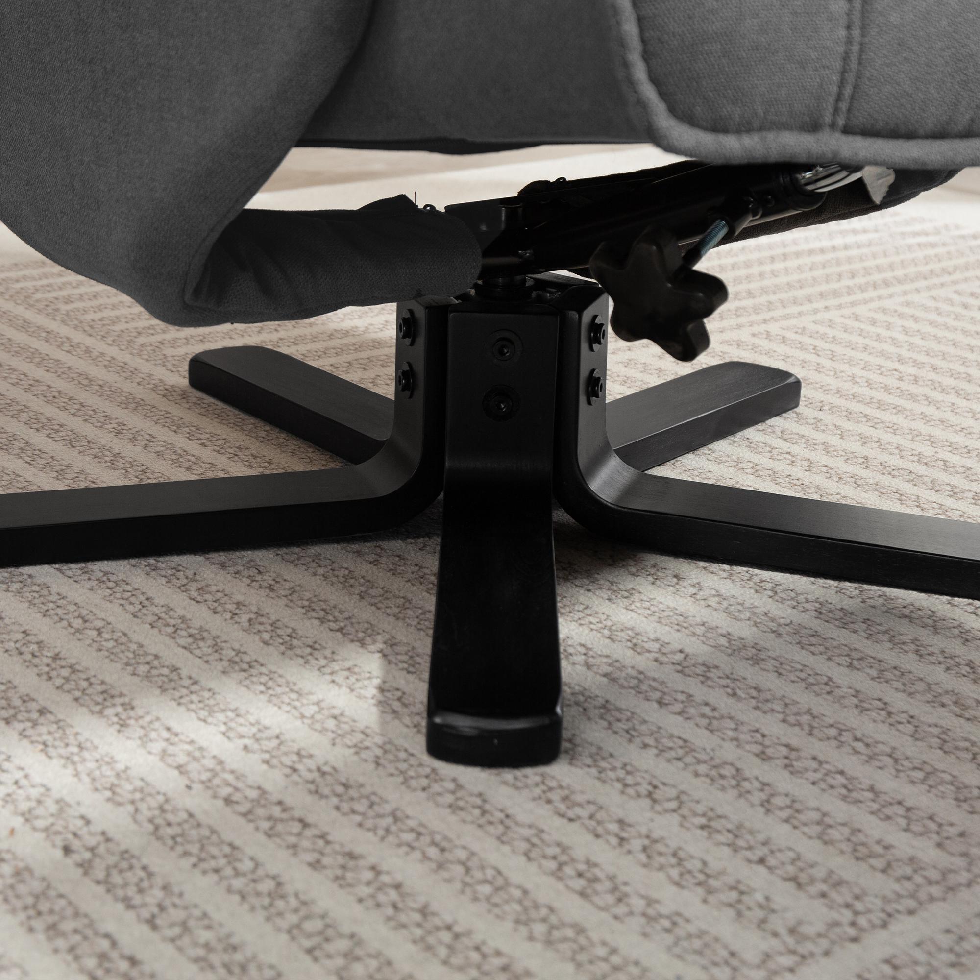 Recliner Chair with Footstool, 360° Swivel TV Chair with Adjustable Backrest, Reclining Function, Rocking Feature, Velvet-Look Upholstery, Headrest for Living Room, Dark Gray