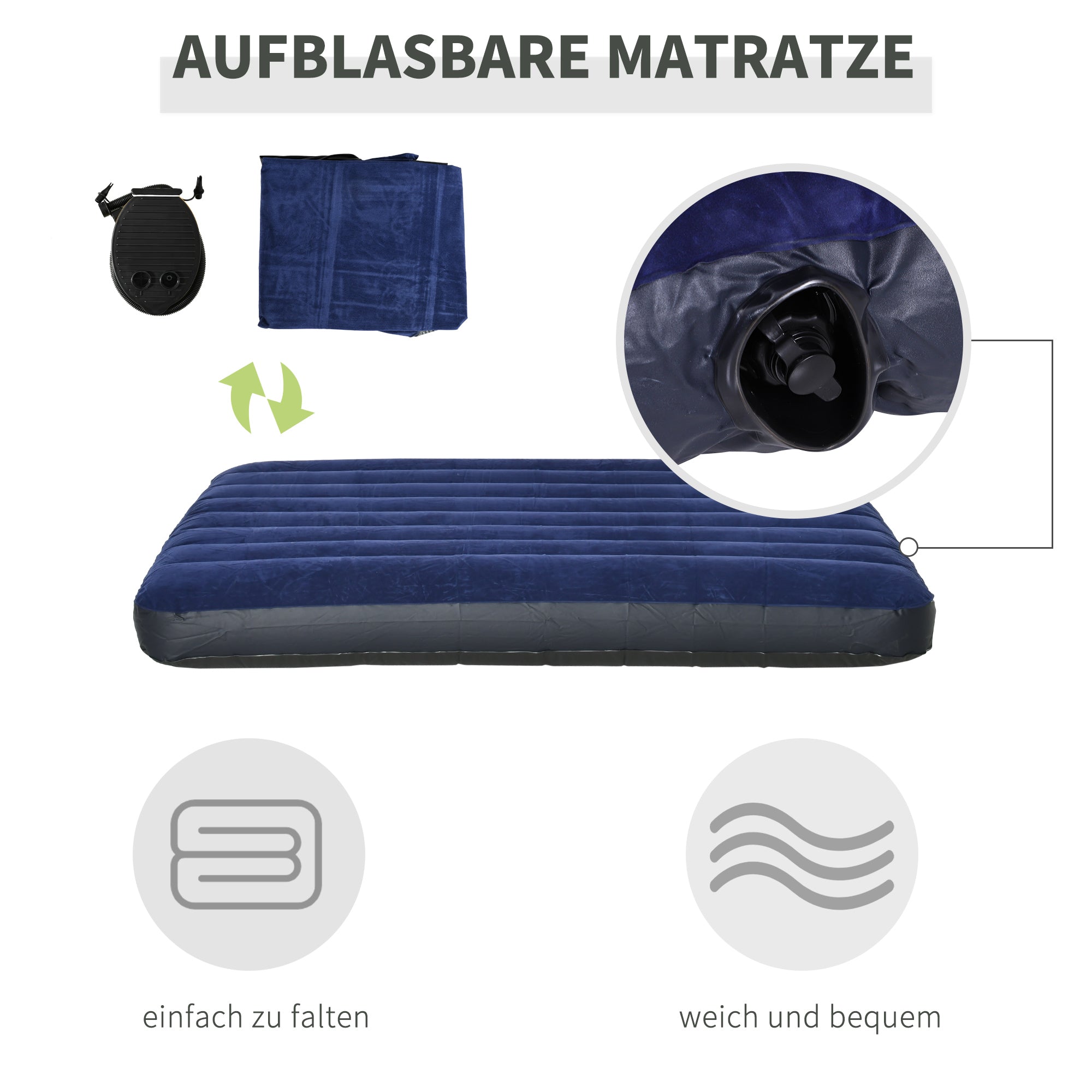Cot with Tent Elevated Camping Bed with Air Mattress Pump Taffeta Carrying Bag 193 x 136 x 180 cm Guest Bed for 2 Persons up to 160 kg Extra Wide Folding Bed Camping Cot for Outdoor Green