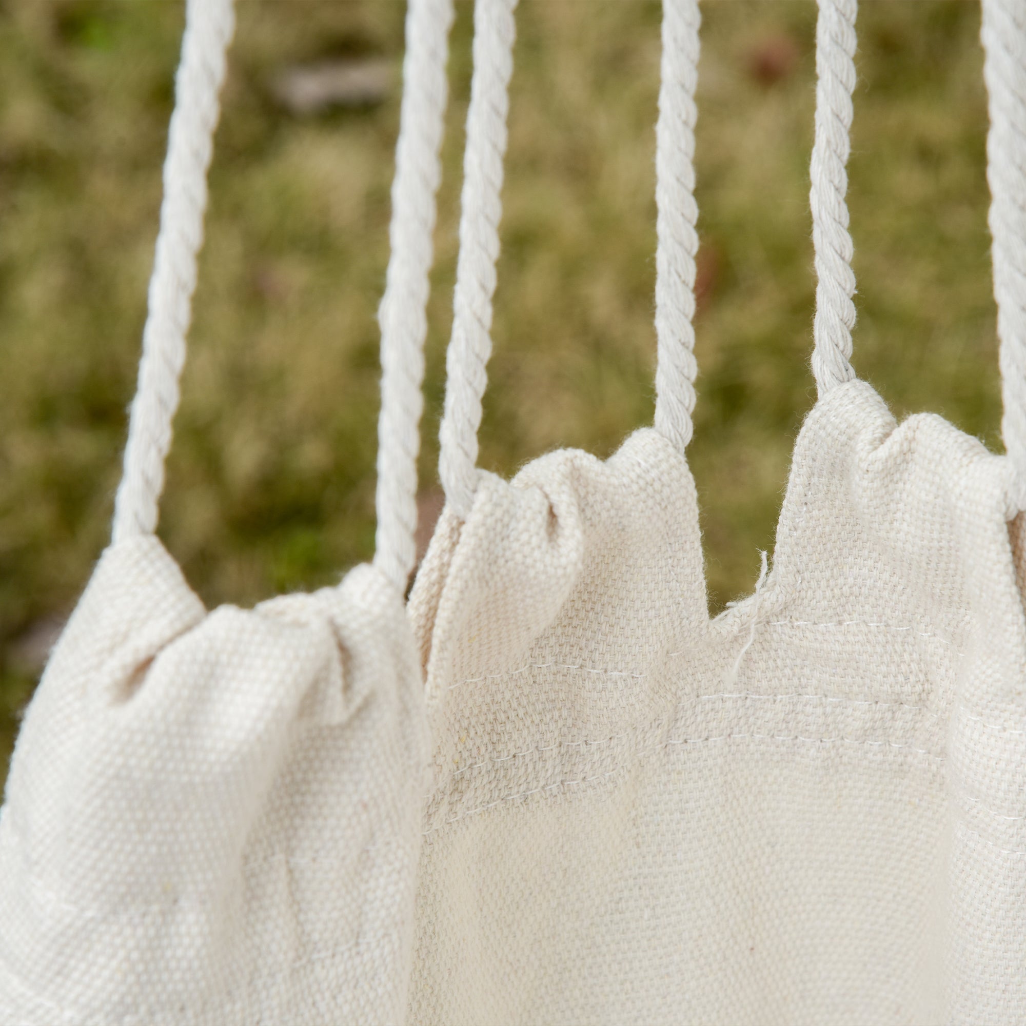 Outdoor Hanging Hammock Chair Swing with 2 Cushions, Cotton-Blend Fabric — Cream