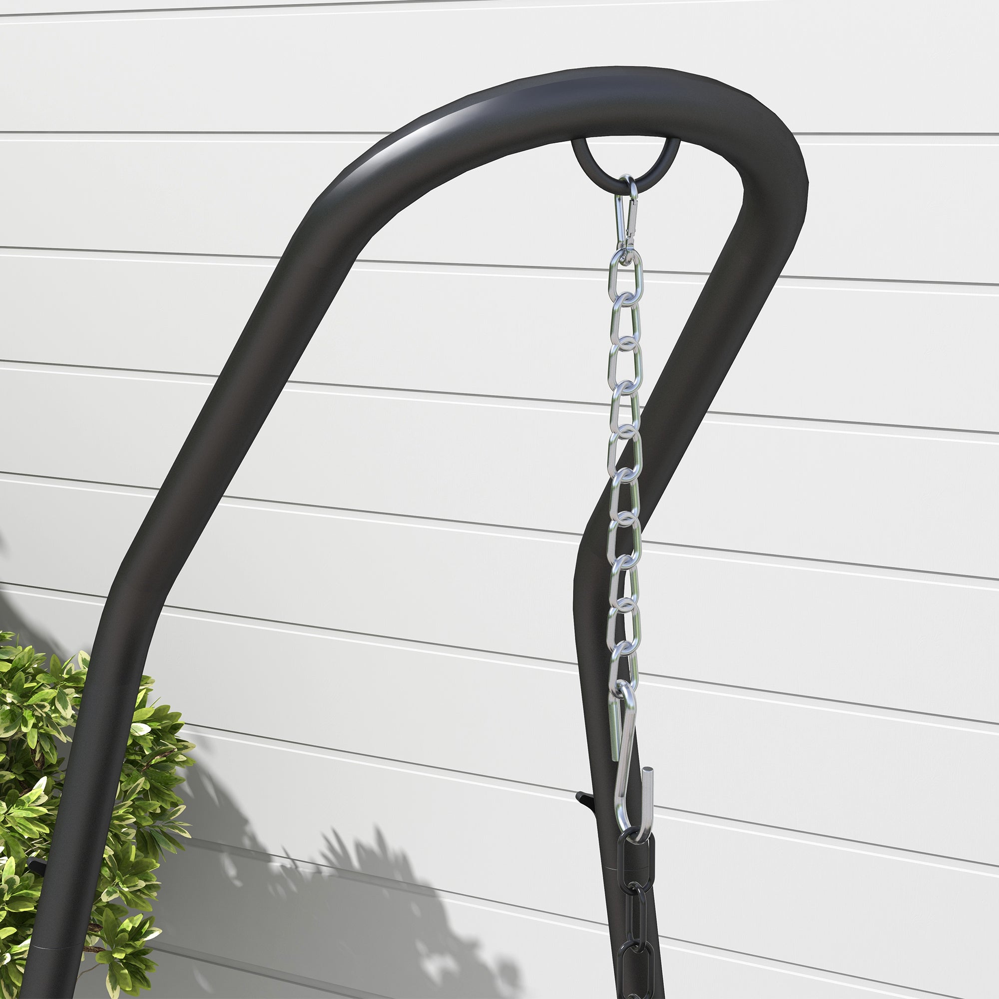Hanging Chair Stand Hammock Chair Stand Height Adjustable Stand for Hanging Chair up to 150 kg Load Capacity for Garden, Balcony, Metal, Black, 133 x 116 x 195/230 cm