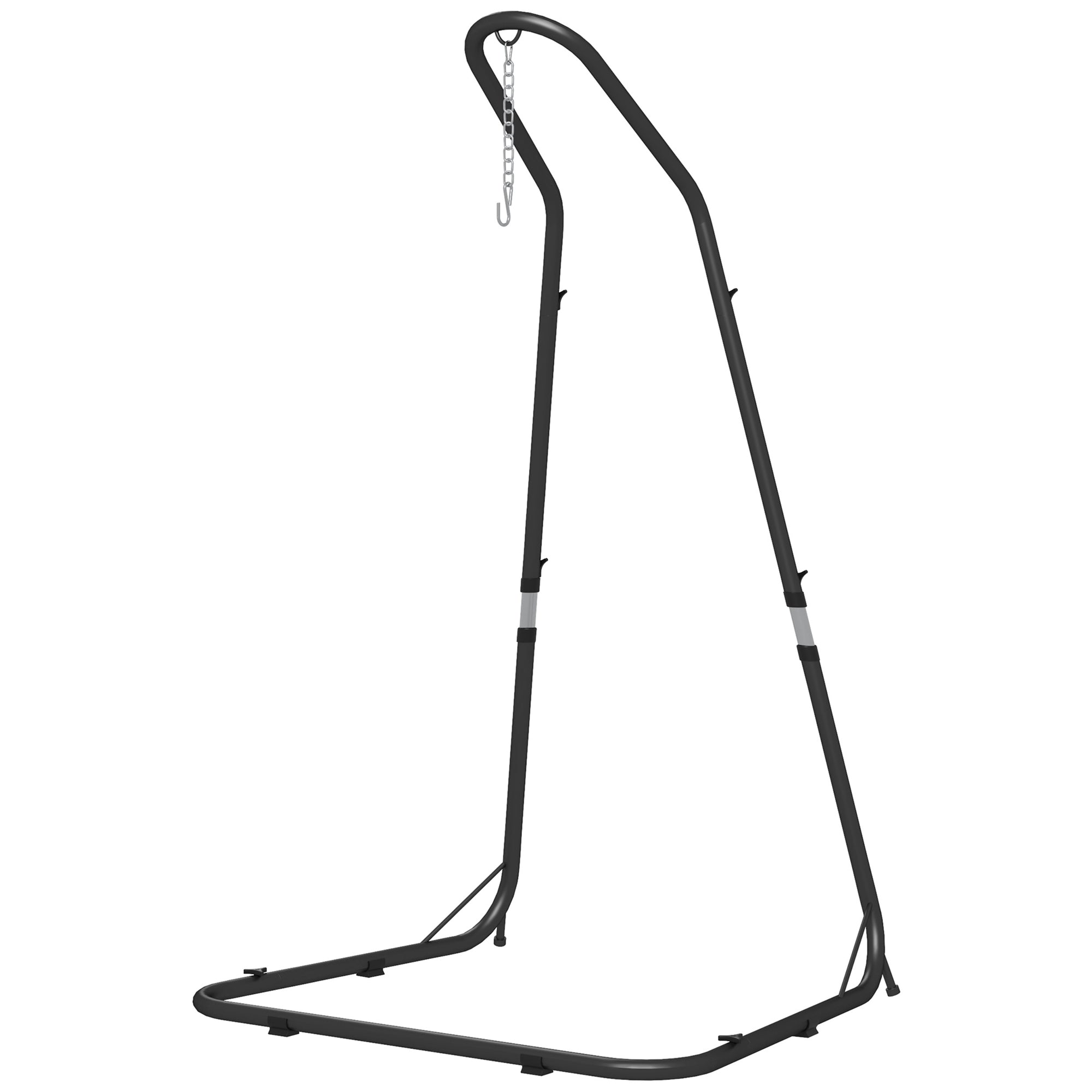 Hanging Chair Stand Hammock Chair Stand Height Adjustable Stand for Hanging Chair up to 150 kg Load Capacity for Garden, Balcony, Metal, Black, 133 x 116 x 195/230 cm