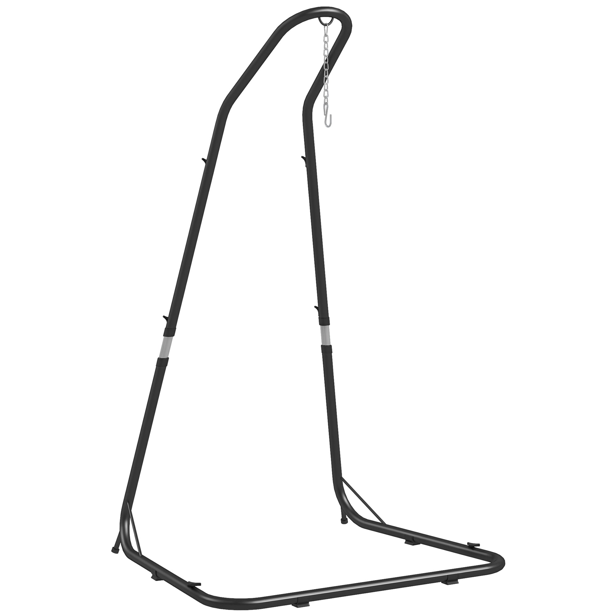 Hanging Chair Stand Hammock Chair Stand Height Adjustable Stand for Hanging Chair up to 150 kg Load Capacity for Garden, Balcony, Metal, Black, 133 x 116 x 195/230 cm