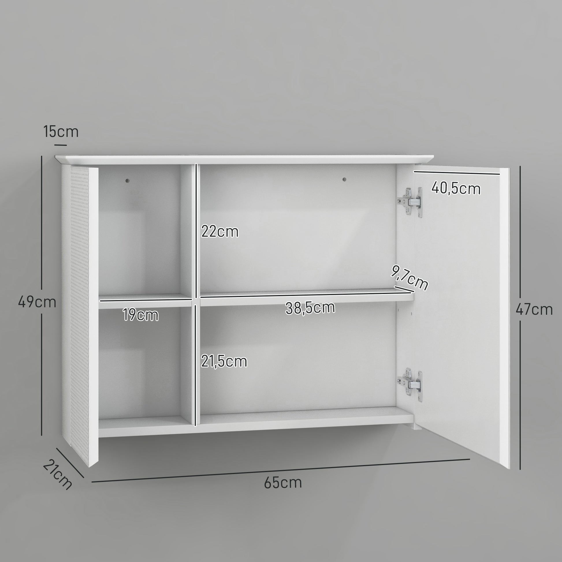 Bathroom Cabinet with Mirror Bathroom Mirror Cabinet with Adjustable Shelf Modern Style Bathroom Furniture 25.6x5.9x19.3 inches White