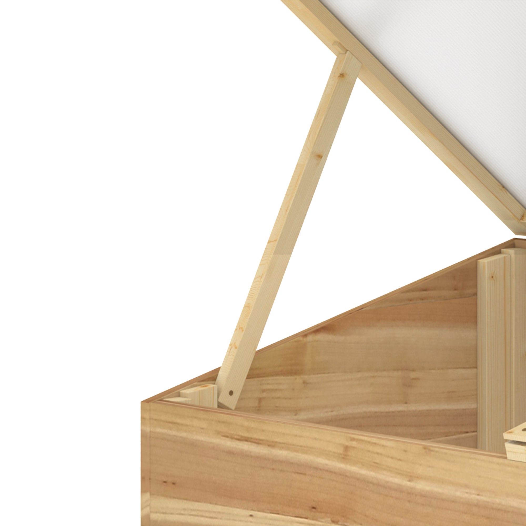 Mini Garden Greenhouse Greenhouse for seedlings dim. 100L x 50W x 36H cm Roof 2 independently opening panels Polycarbonate Panels Pre-Oiled Spruce Wood