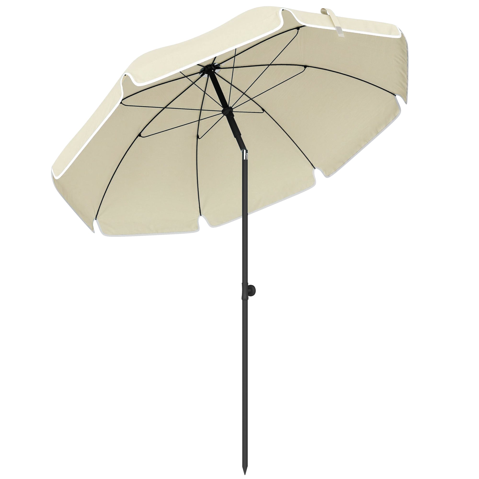 Beach Umbrella Ø150 cm (59") – Sand Anchor, Adjustable Tilt & Height, Water-Resistant, Portable – Beige