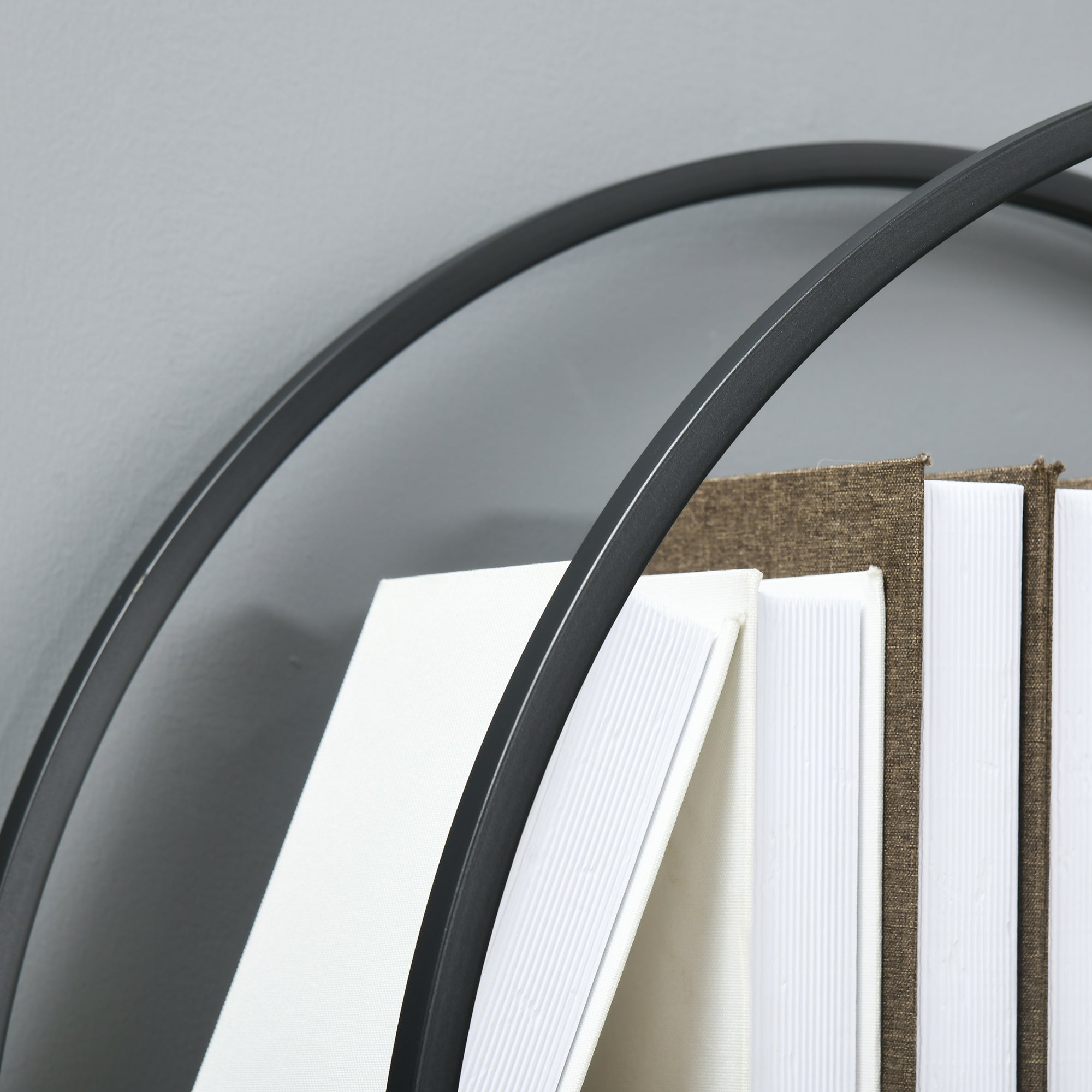 5-tier Storage Shelf Bookcase high rounded arch industrial-style - 80 x 28 x 179 cm natural black