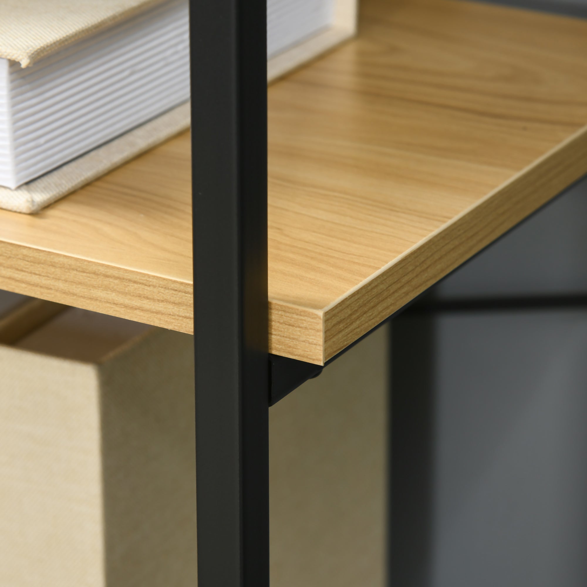 5-tier Storage Shelf Bookcase high rounded arch industrial-style - 80 x 28 x 179 cm natural black