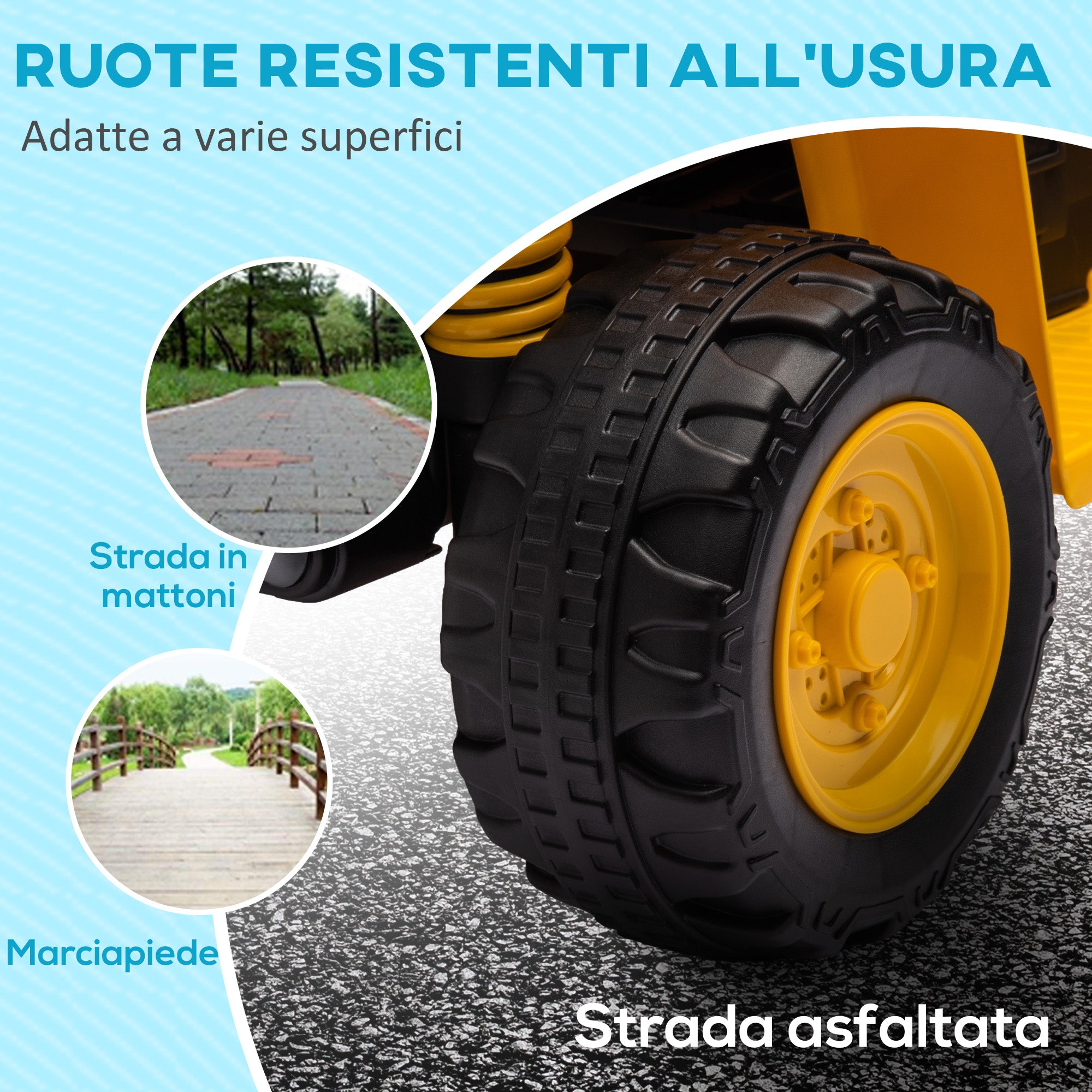 Electric Kids Quad 18-36 Months 6V Caterpillar License with Horn and Headlights, 4-Wheel PP and Metal Bike, Yellow