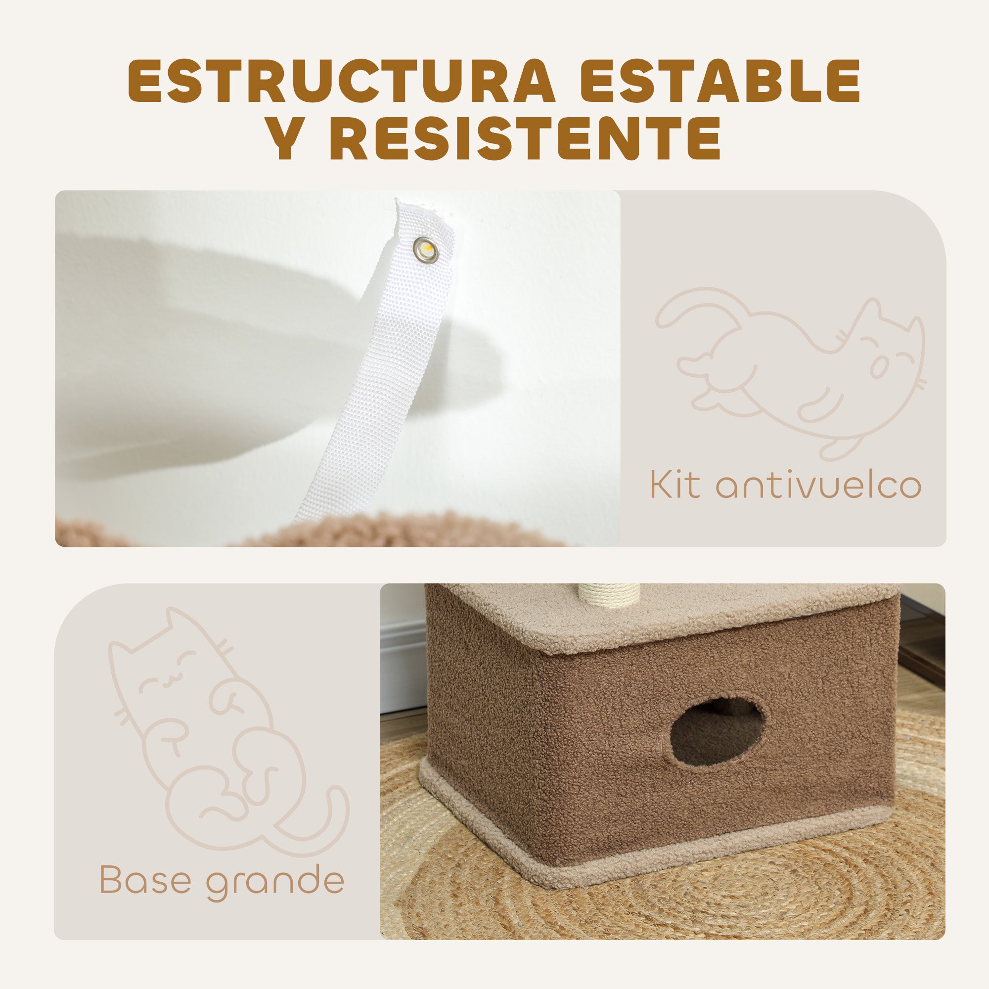 Cat Scratching Tree Height 133 cm Cat Tree Tower with Nest Platforms Hanging Ball and Jute Post Brown