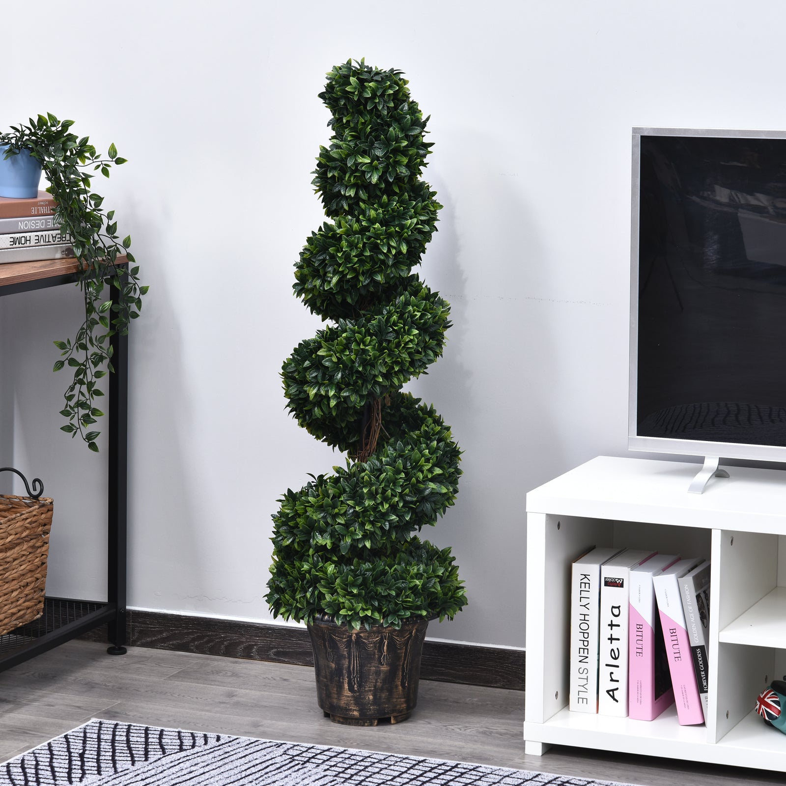 Artificial Spiral Boxwood Plant (Ø32cm x 120cm), Green Decor for Indoor and Outdoor, with Included Pot