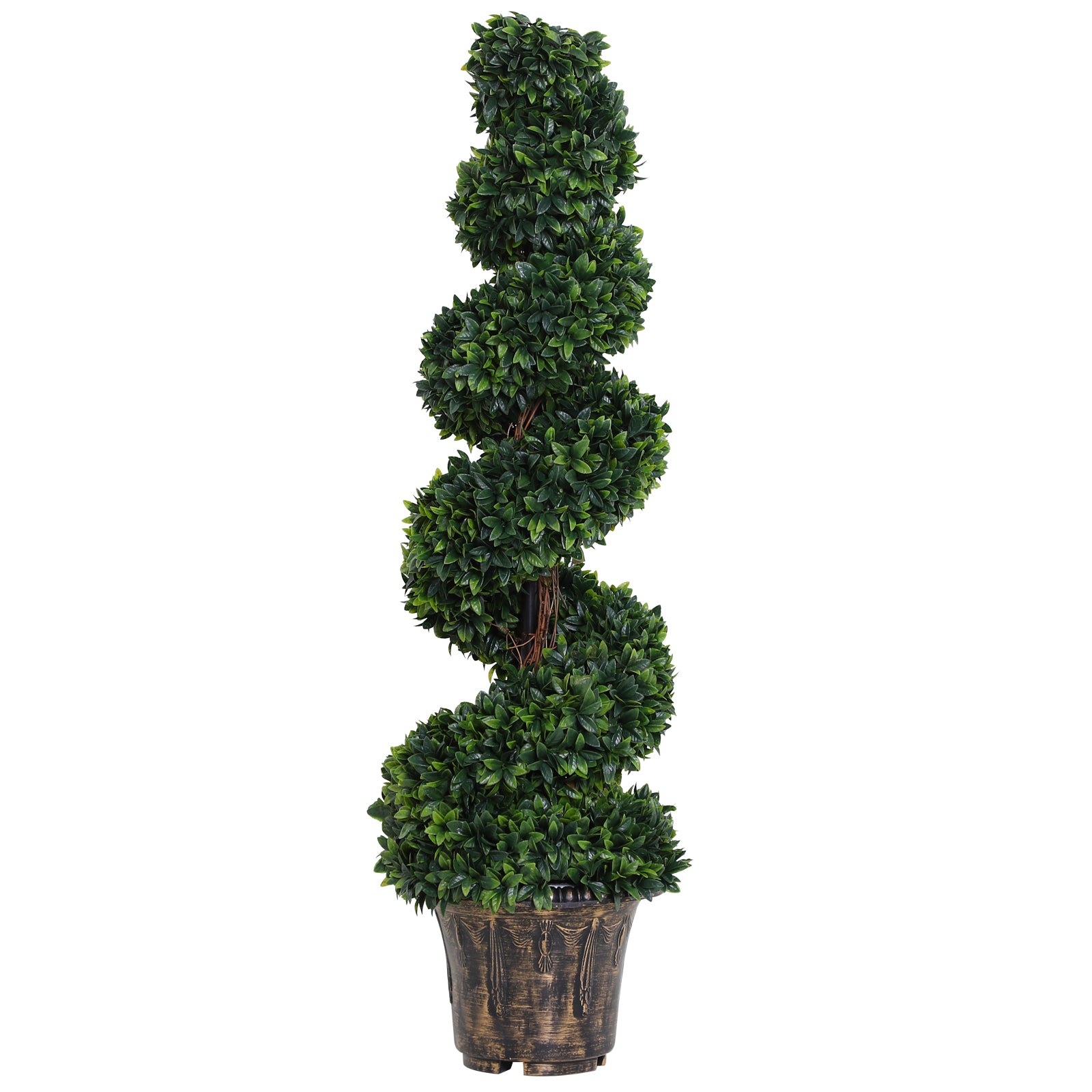 Artificial Spiral Boxwood Plant (Ø32cm x 120cm), Green Decor for Indoor and Outdoor, with Included Pot