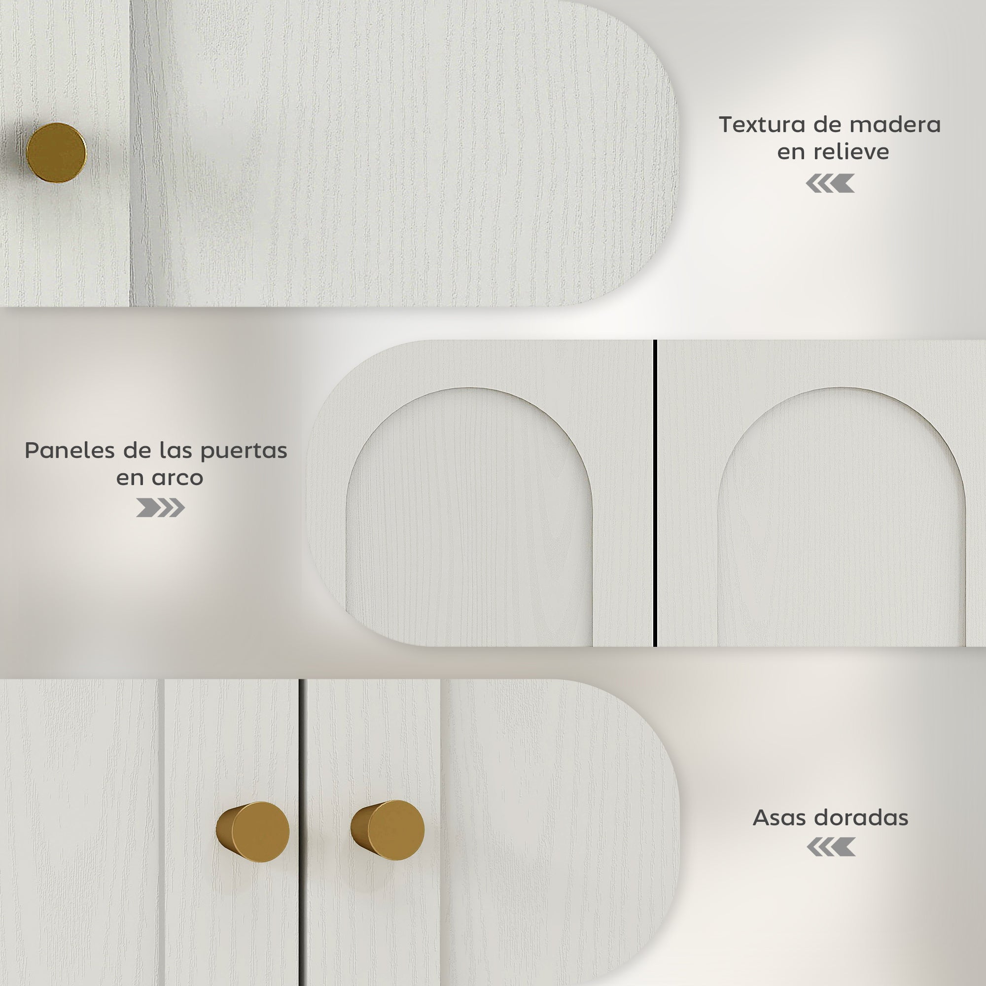 Bathroom Wall Cabinet Hanging Bathroom Cabinet with Shelves 2 Doors with Arched Design Golden Handles 60x20x60 cm White