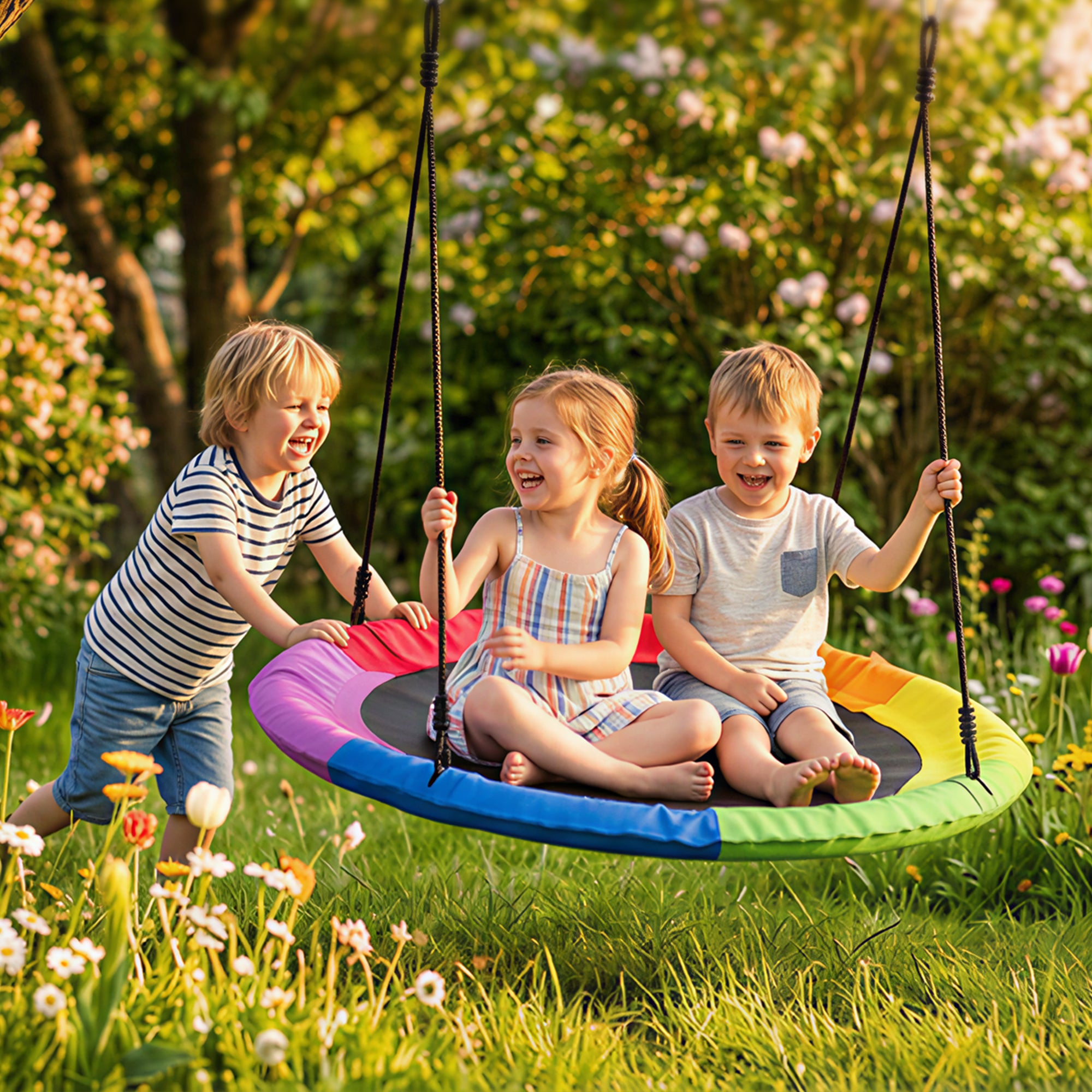 39.4" Adjustable Nest Swing Ø100 cm — Heavy-Duty Hanging Swing for Kids & Adults, Up to 661 lb, Indoor/Outdoor, Multicolor