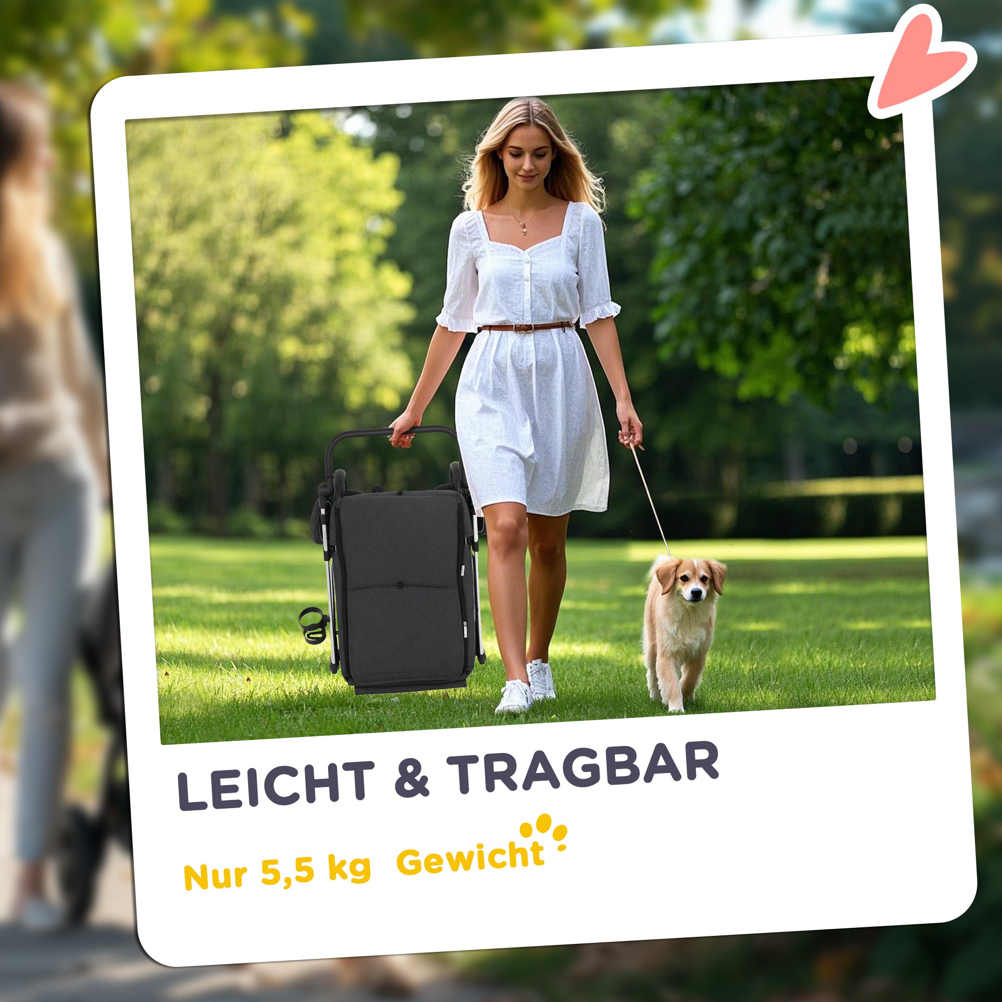 Dog Cart Light Dog Buggy Made of Aluminum Foldable for Dogs & Cats Cat Buggy with Cushion Mesh Windows Doors Storage Basket Cat Carriage Buggy Gray