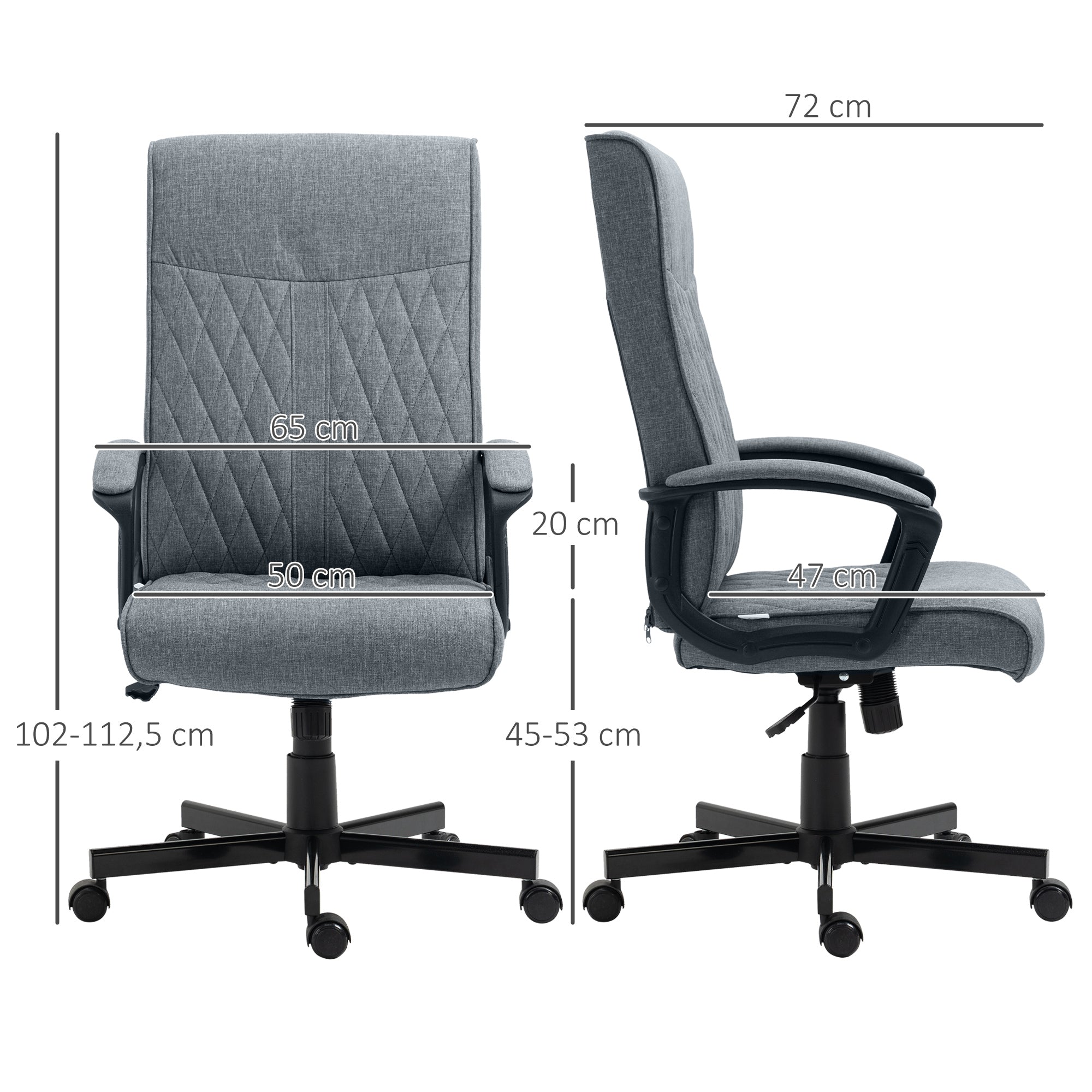 Office Chair with Tilt Function, Ergonomic Desk Chair, Height Adjustable Computer Chair, Swivel Task Chair for Office, Dark Gray