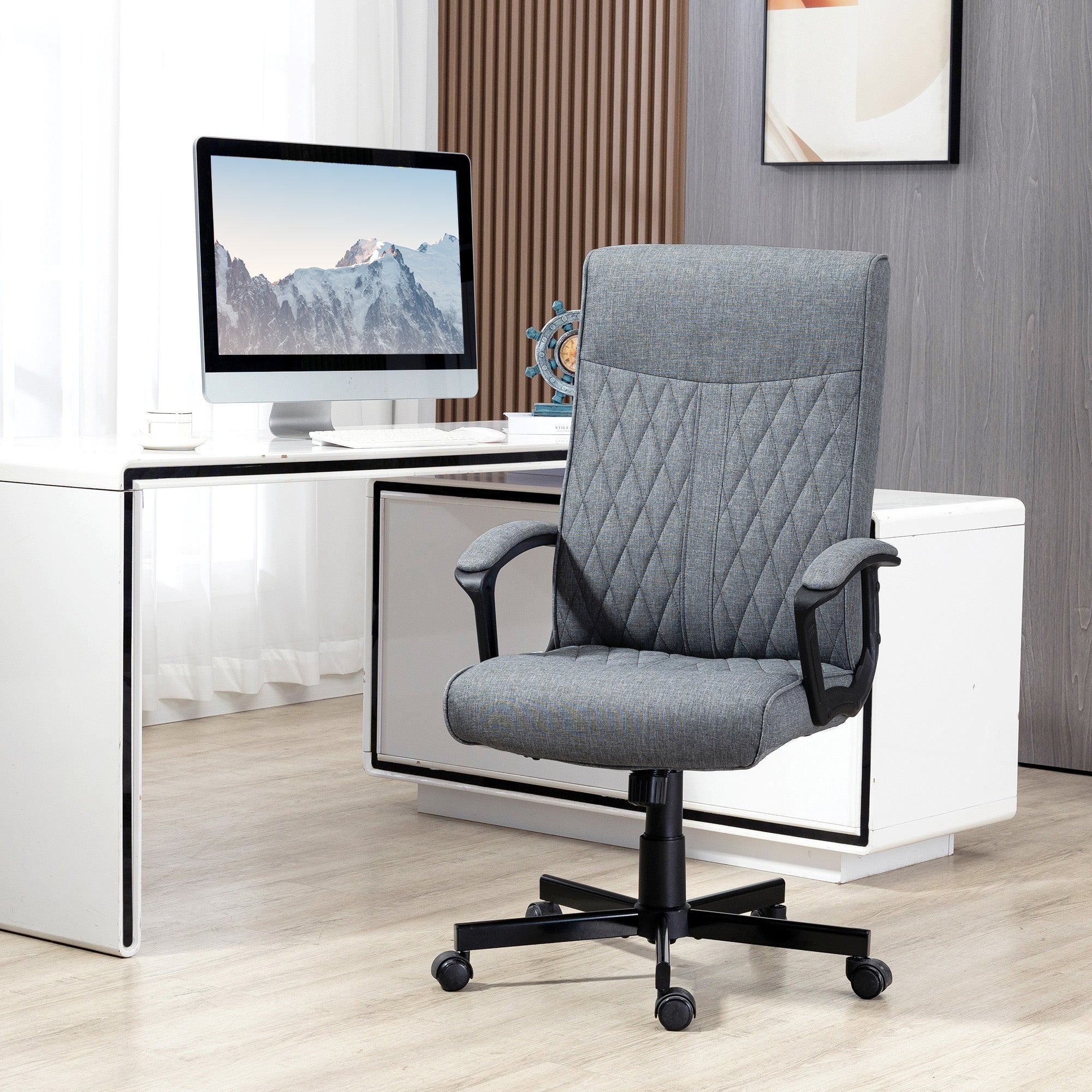 Office Chair with Tilt Function, Ergonomic Desk Chair, Height Adjustable Computer Chair, Swivel Task Chair for Office, Dark Gray