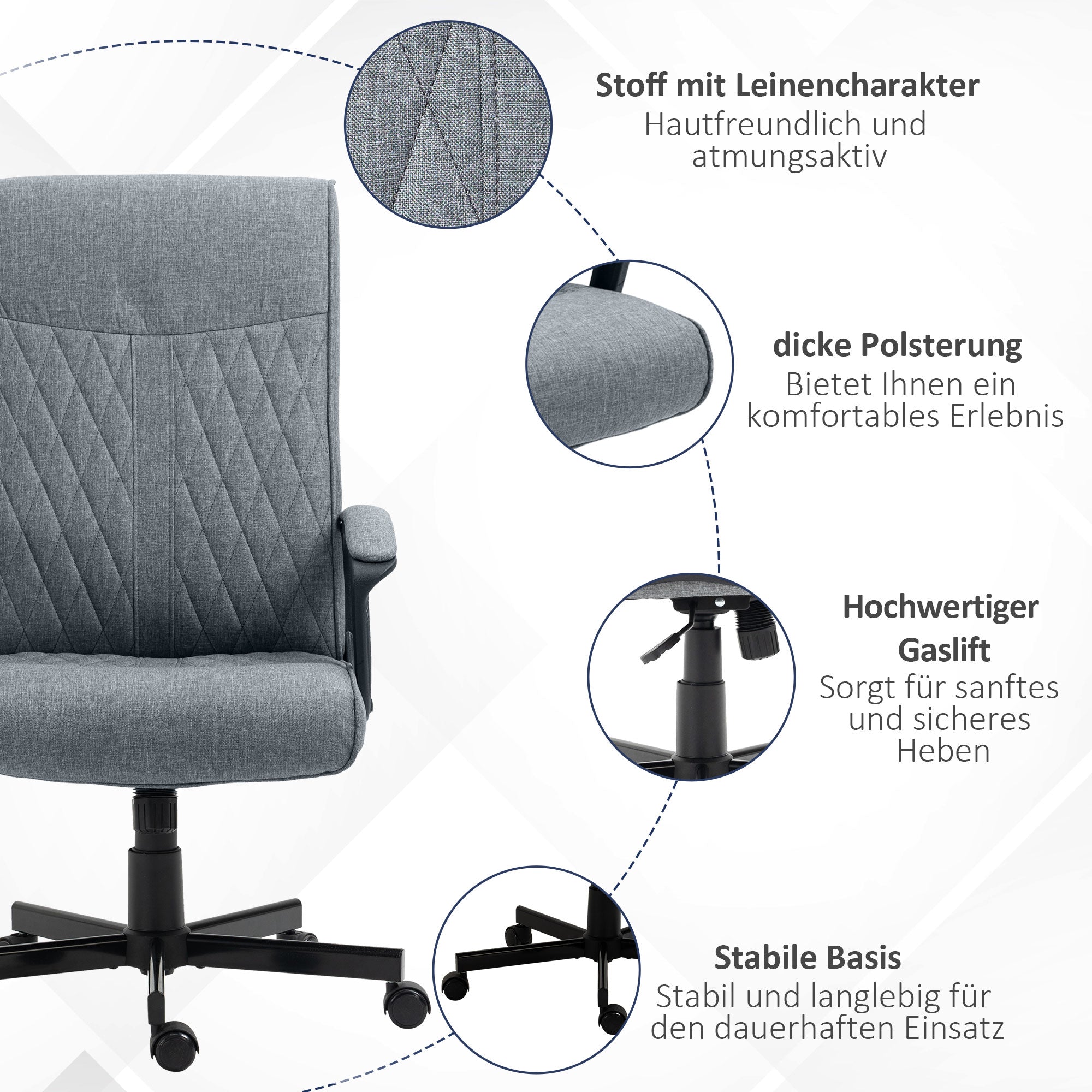 Office Chair with Tilt Function, Ergonomic Desk Chair, Height Adjustable Computer Chair, Swivel Task Chair for Office, Dark Gray
