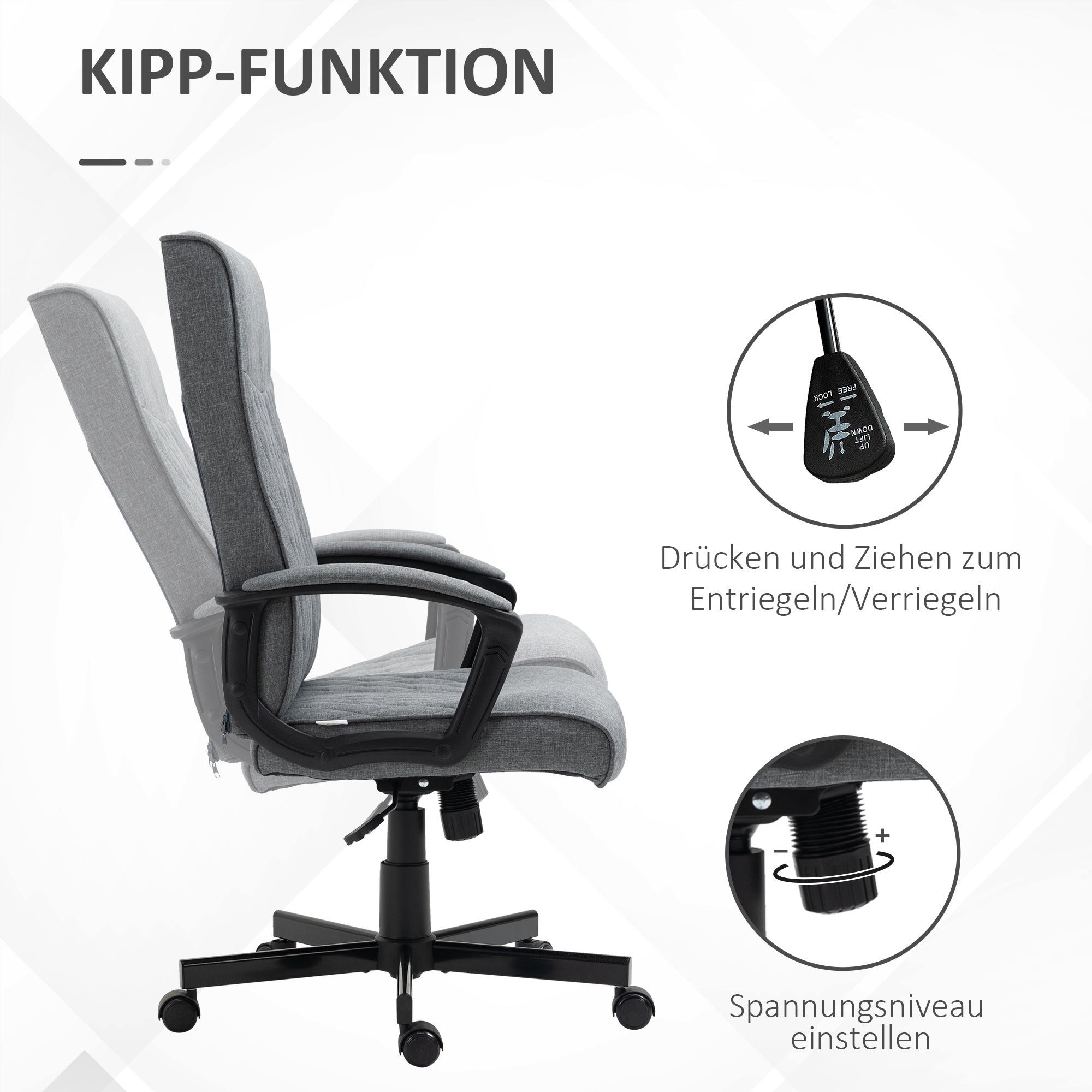 Office Chair with Tilt Function, Ergonomic Desk Chair, Height Adjustable Computer Chair, Swivel Task Chair for Office, Dark Gray