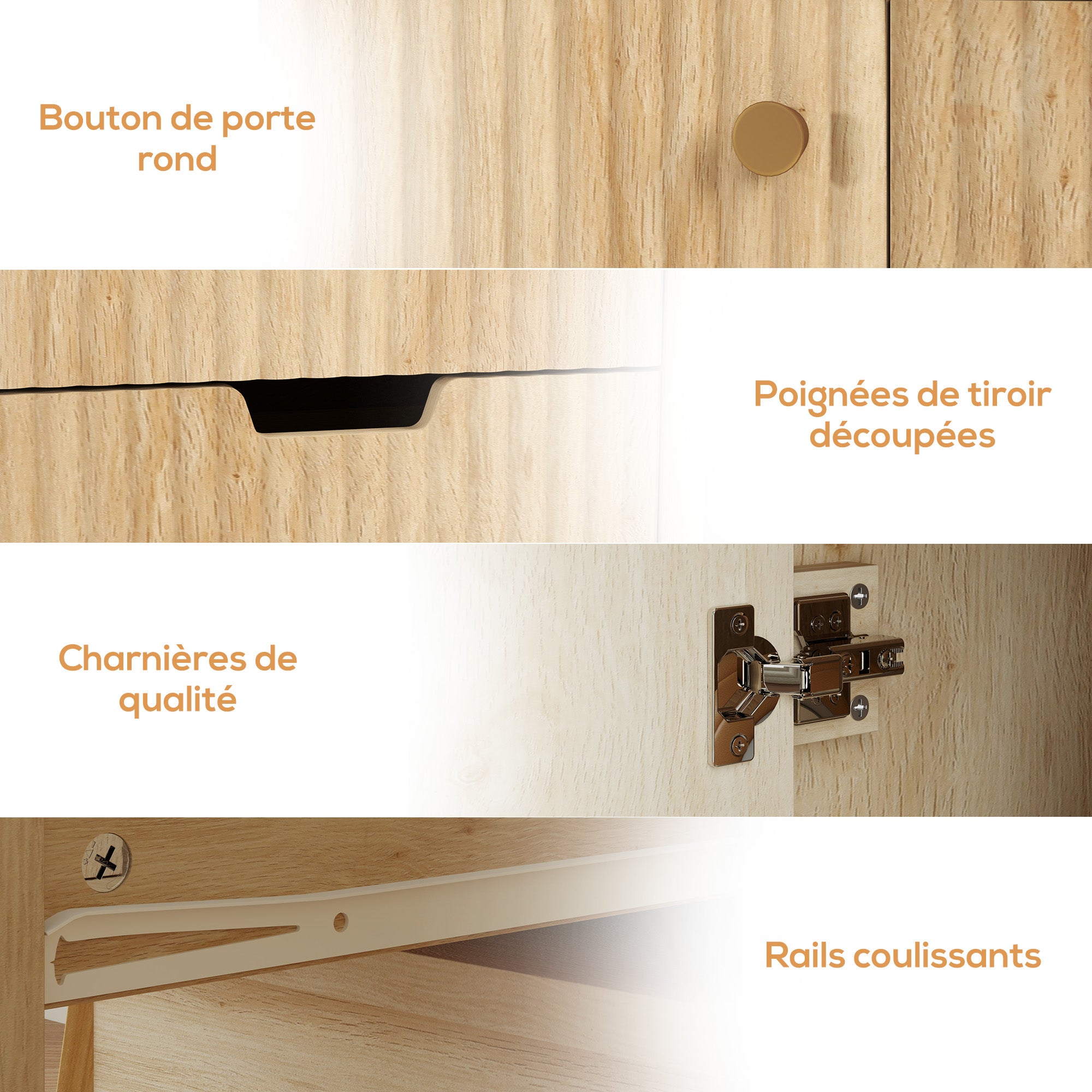 Modern Style Buffet Sideboard Storage Cabinet with Doors, Adjustable Shelf, and Open Shelf - Dining Room, Kitchen, and Living Room Buffet, 60 x 30 x 81 cm, Natural Wood