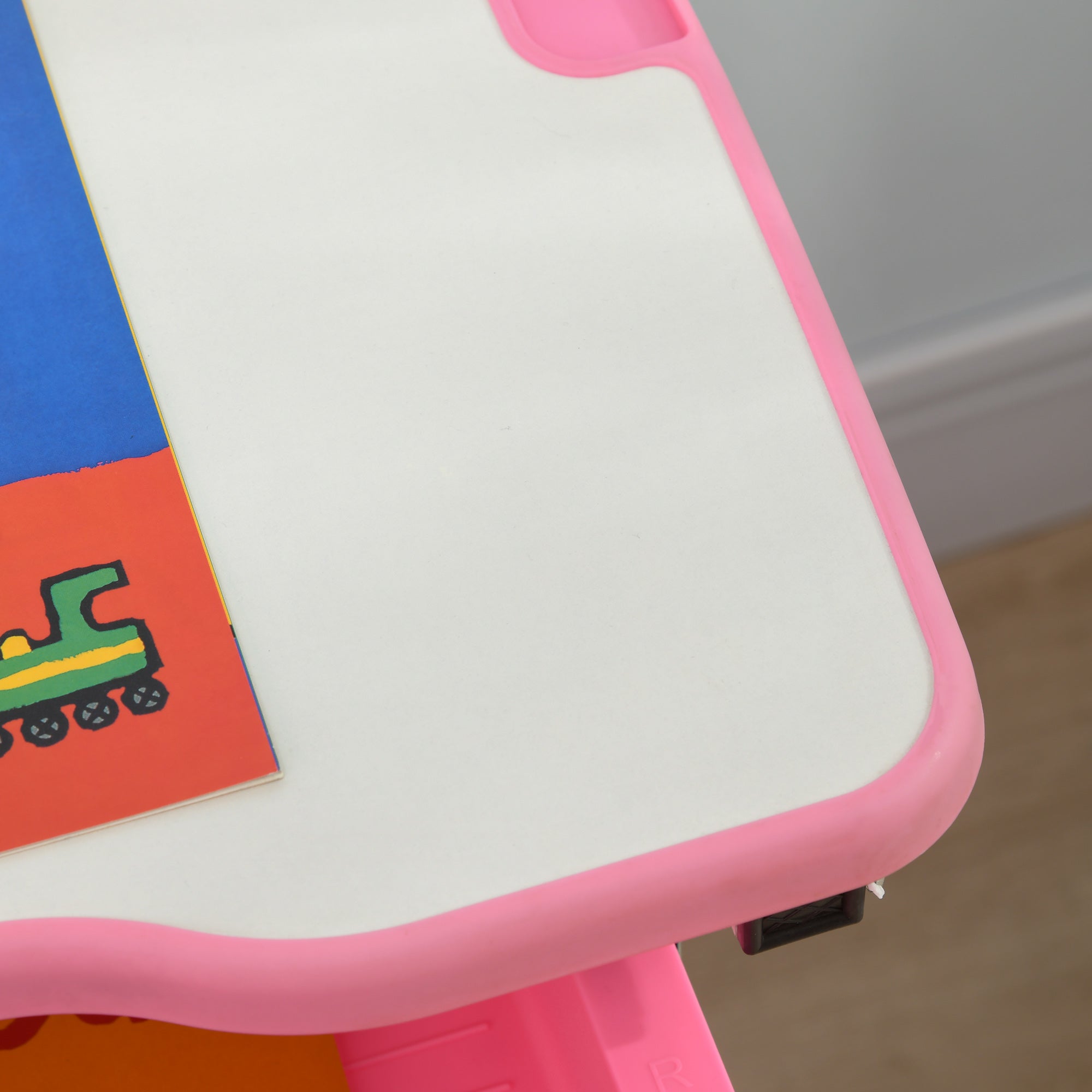 Adjustable Height School Desk for Children 6-12 Years, Desk and Chair Set with 45° Tilting Desktop, Drawer, 2 Pen Holders, and Hook, Pink