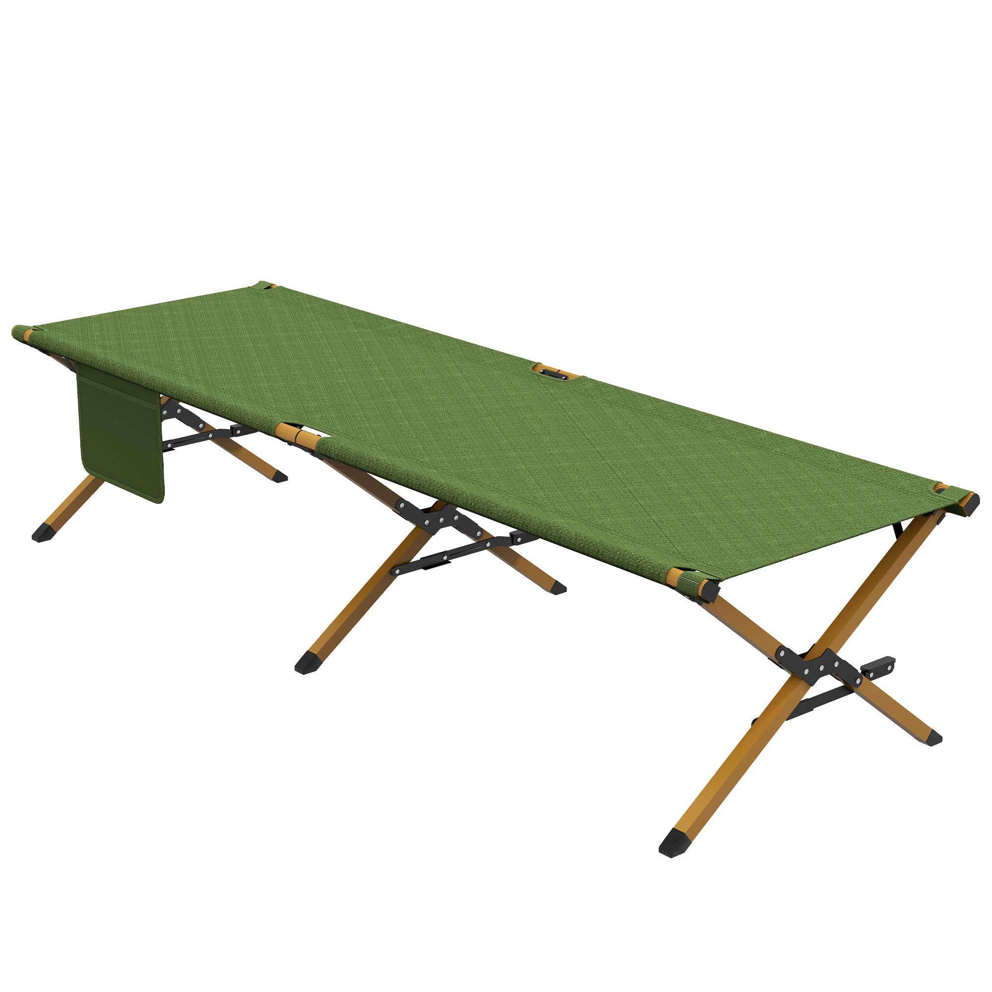 Sun Lounger, Garden Lounger, Folding Chair with Side Pocket, Recliner, for Garden, Balcony, Oxford, Dark Green, 196 x 64 x 45 cm
