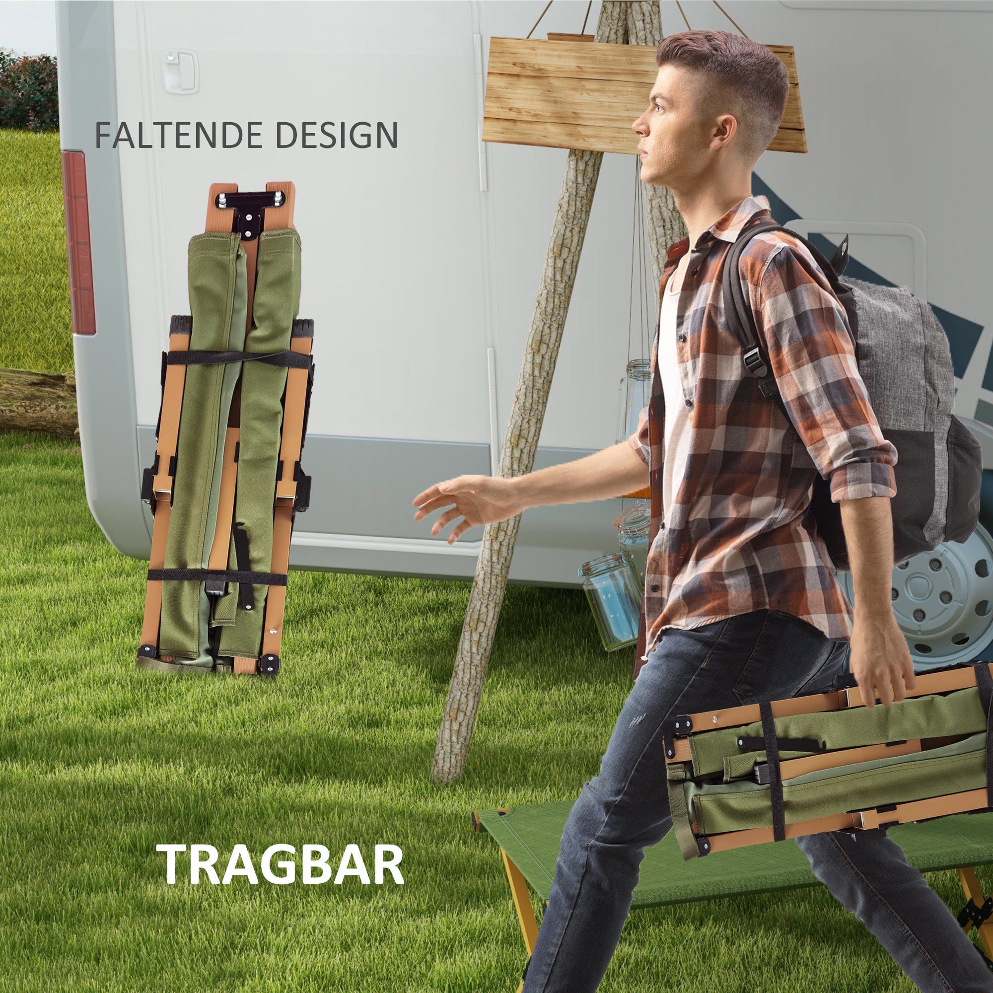 Sun Lounger, Garden Lounger, Folding Chair with Side Pocket, Recliner, for Garden, Balcony, Oxford, Dark Green, 196 x 64 x 45 cm