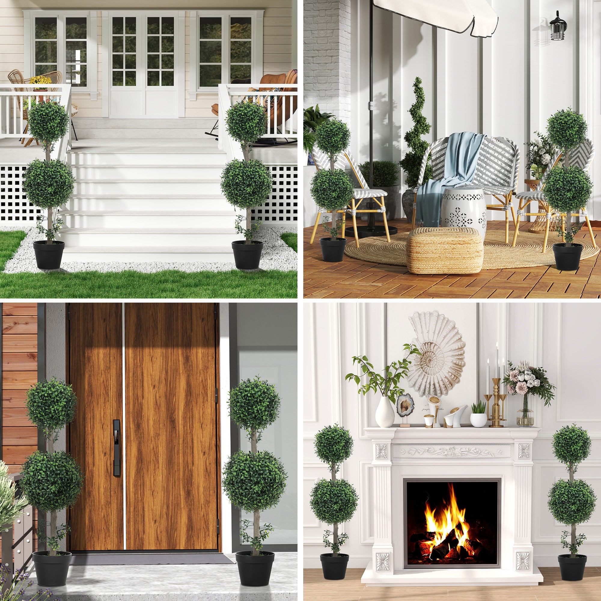 Artificial Boxwood 2-Piece Set Large 91.6 cm Artificial Plants in Pot, Artificial Plant, Boxwood Realistic Artificial Tree with UV Protection for Living Room Garden Balcony